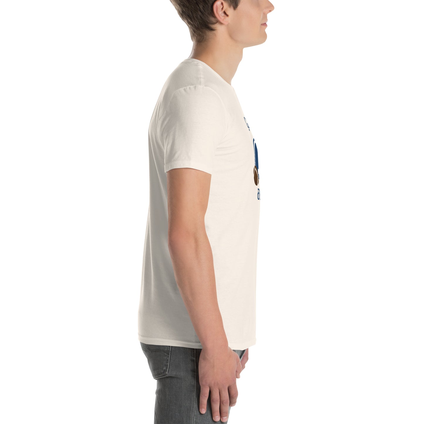 Game Day Football Blue and White Unisex T-Shirt by EraofInk