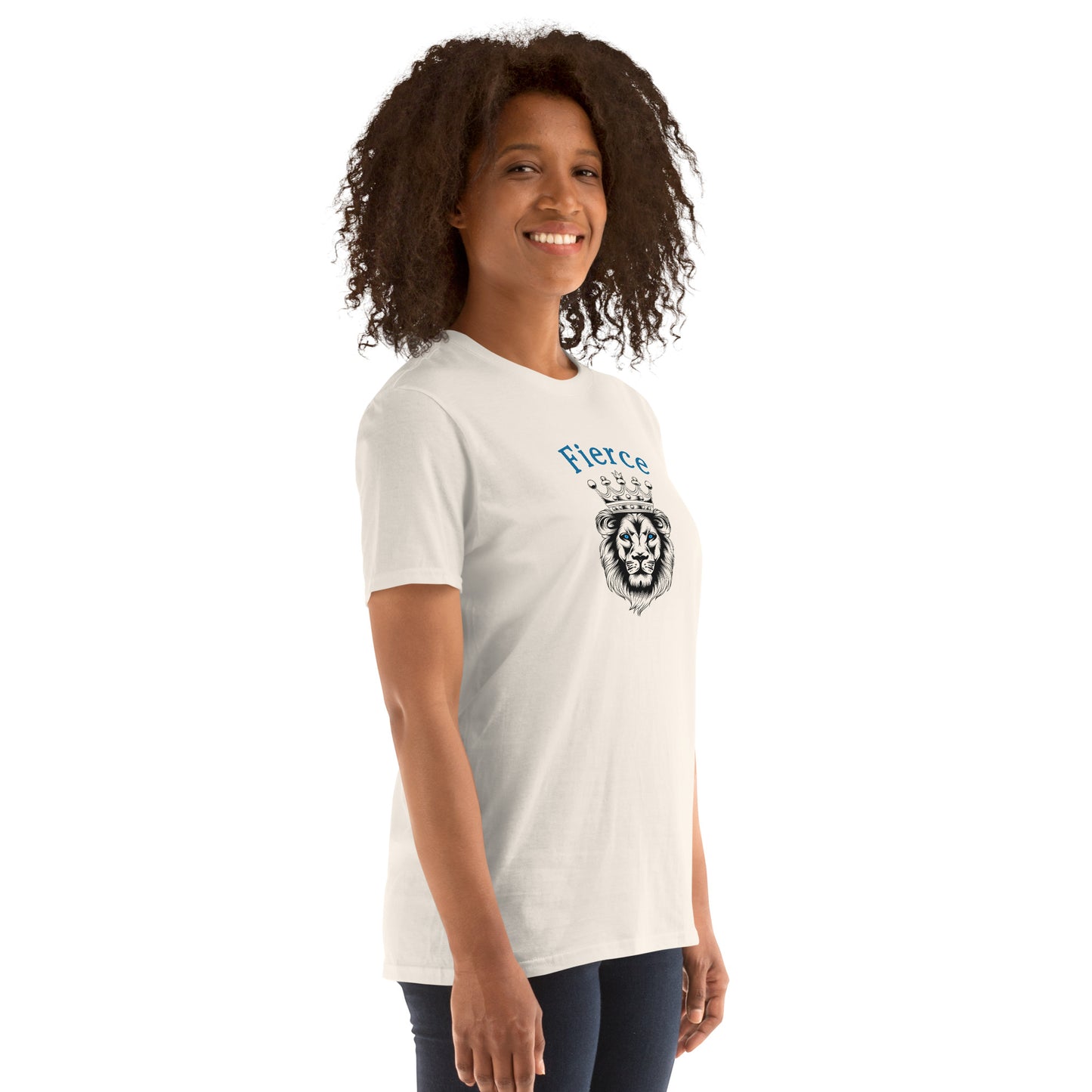 Fierce Like a Lion (with blue eyes) Unisex Tee by EraofInk