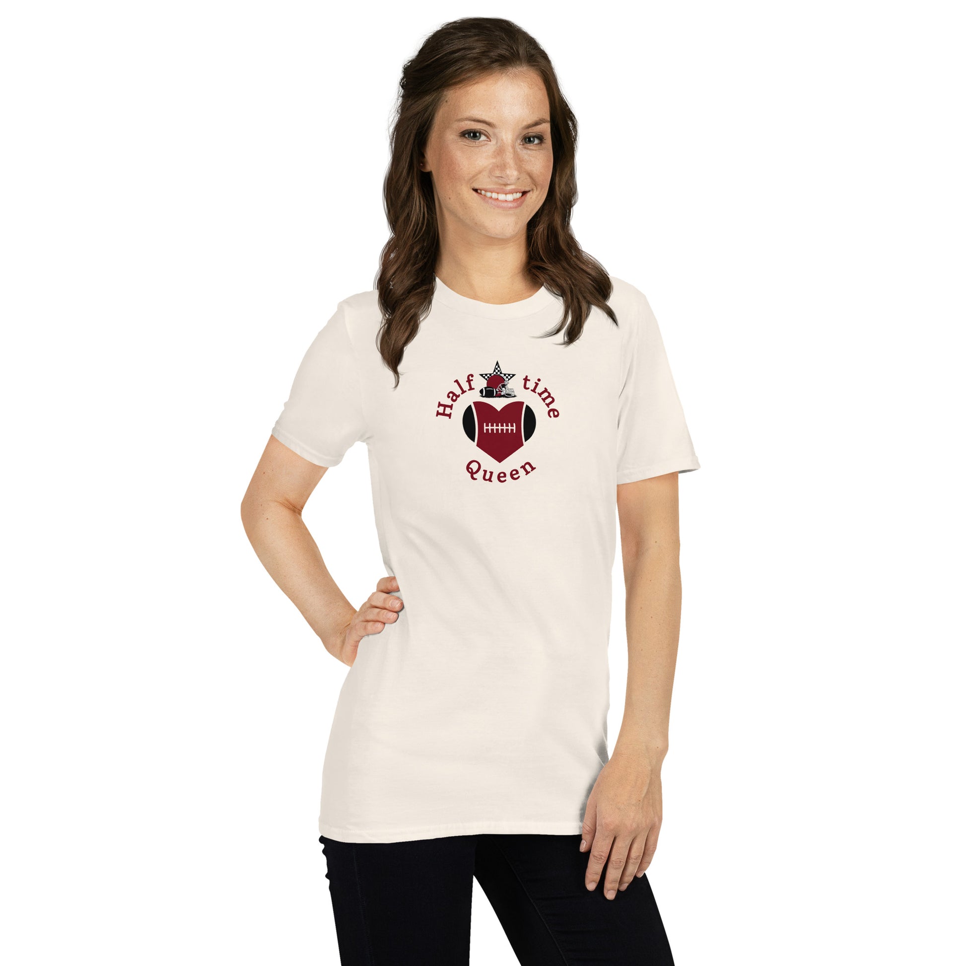 Halftime Queen Football Cheer for Red & Black Unisex Tee by EraofInk