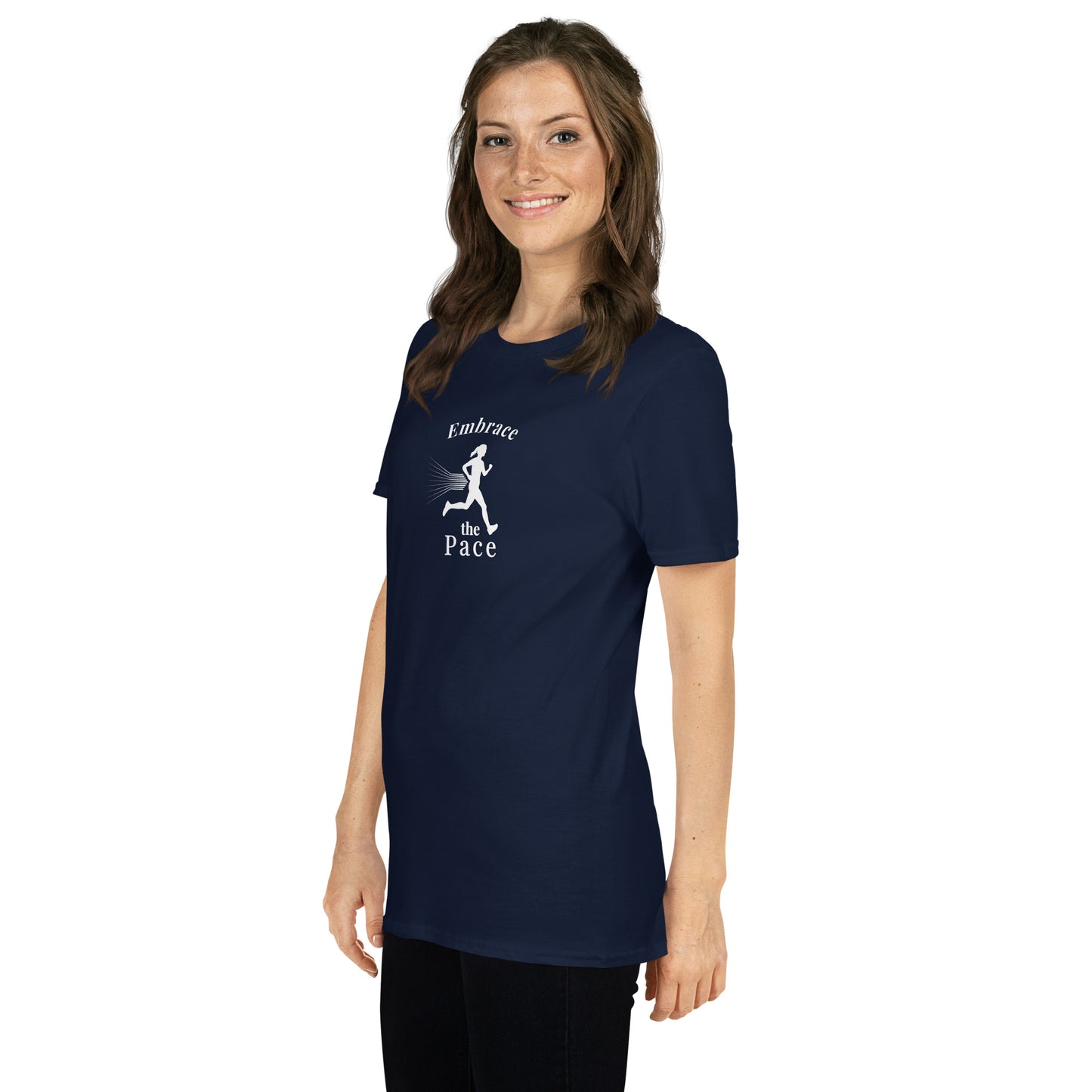 Embrace the Pace Female Runner Unisex Tee by EraofInk