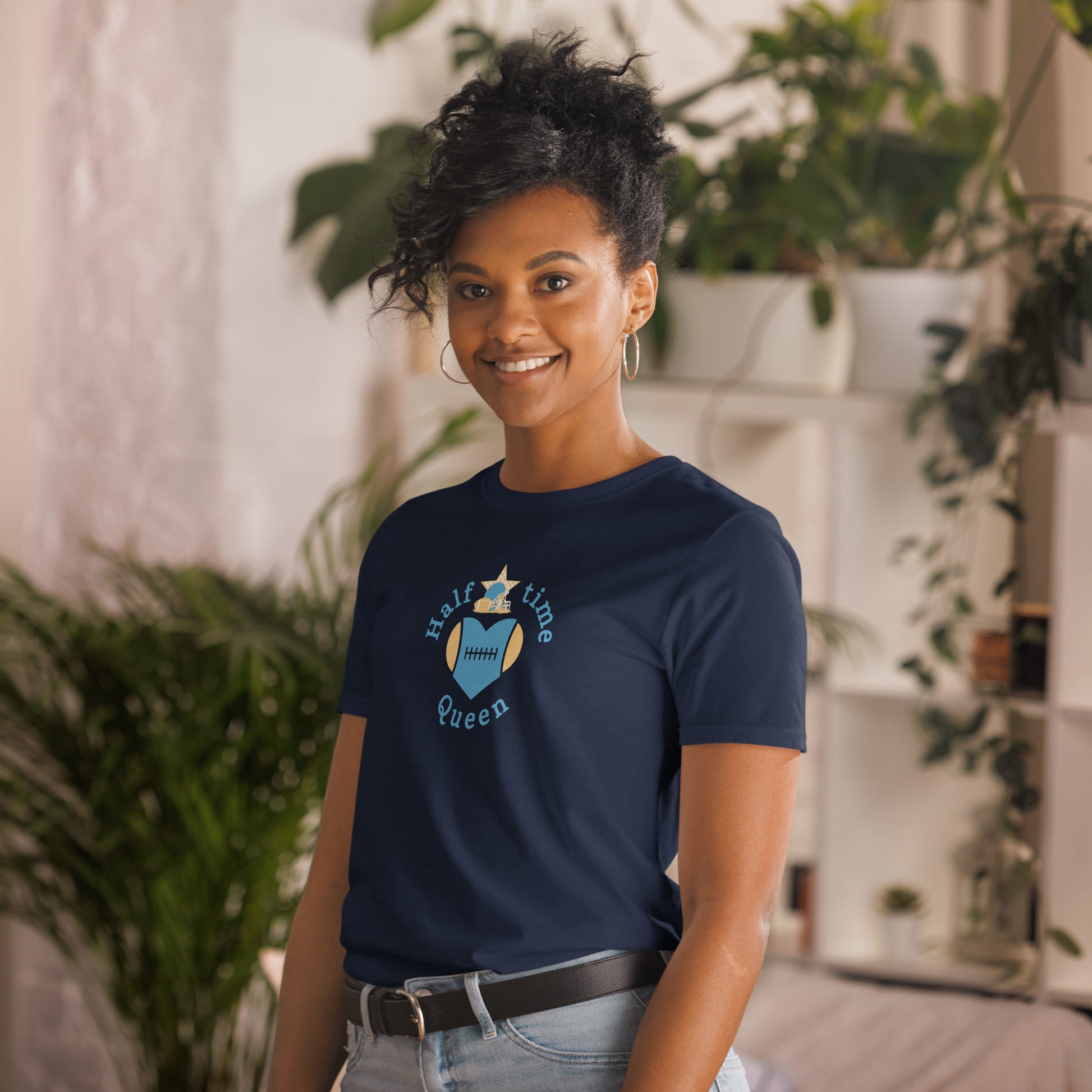 Halftime Queen Football Cheer for Teal & Gold Unisex Tee by EraofInk