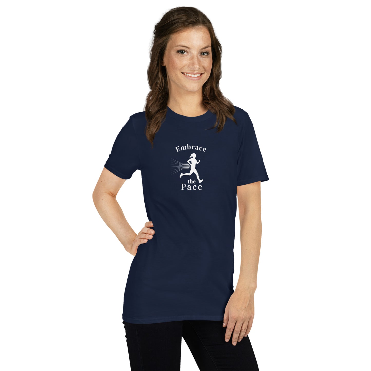Embrace the Pace Female Runner Unisex Tee by EraofInk