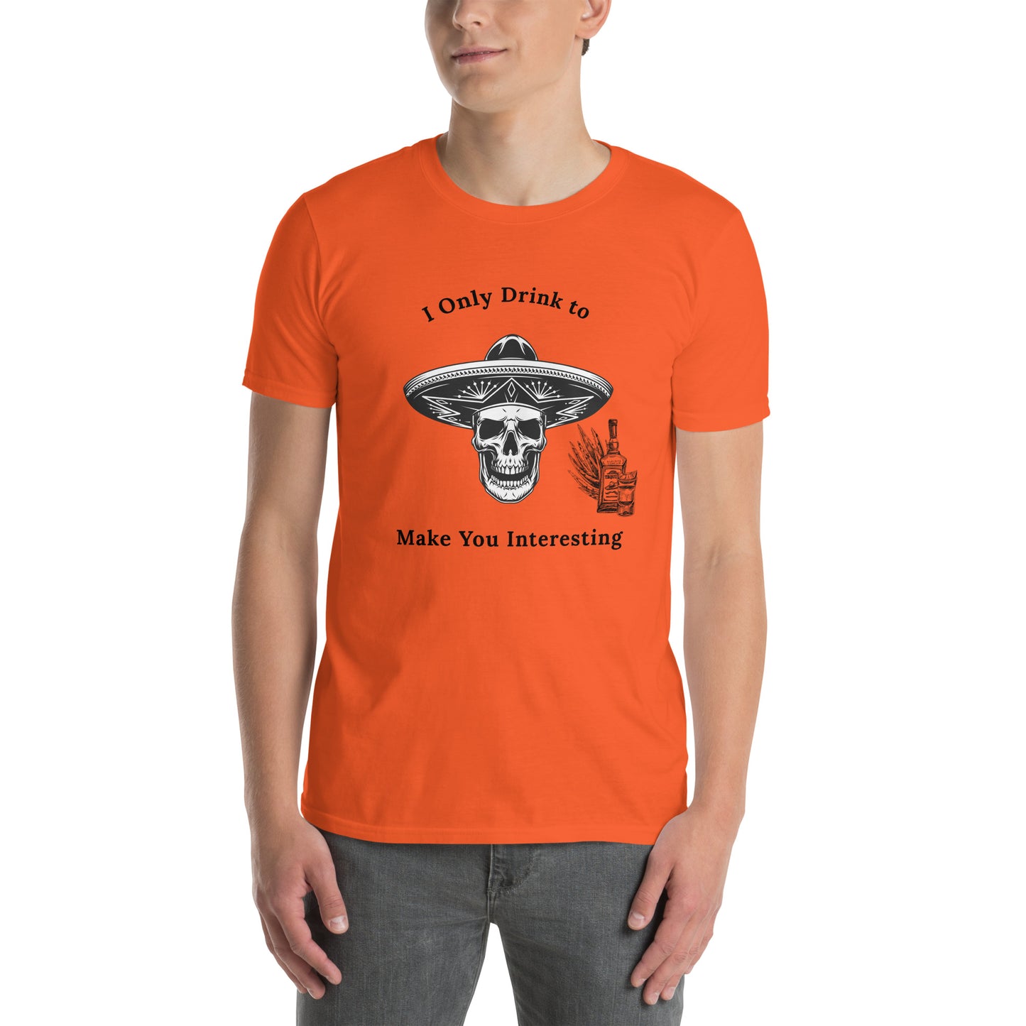 Tequila Drinker's Shirt Skull Wearing Sombrero with Tequila by EraofInk