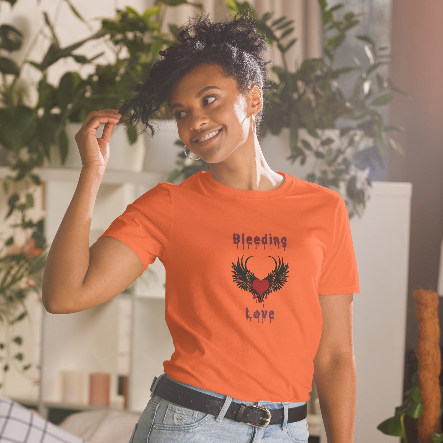 Bleeding Love Dark Angel Wings Heart Bleeding Unisex Tee by EraofInk