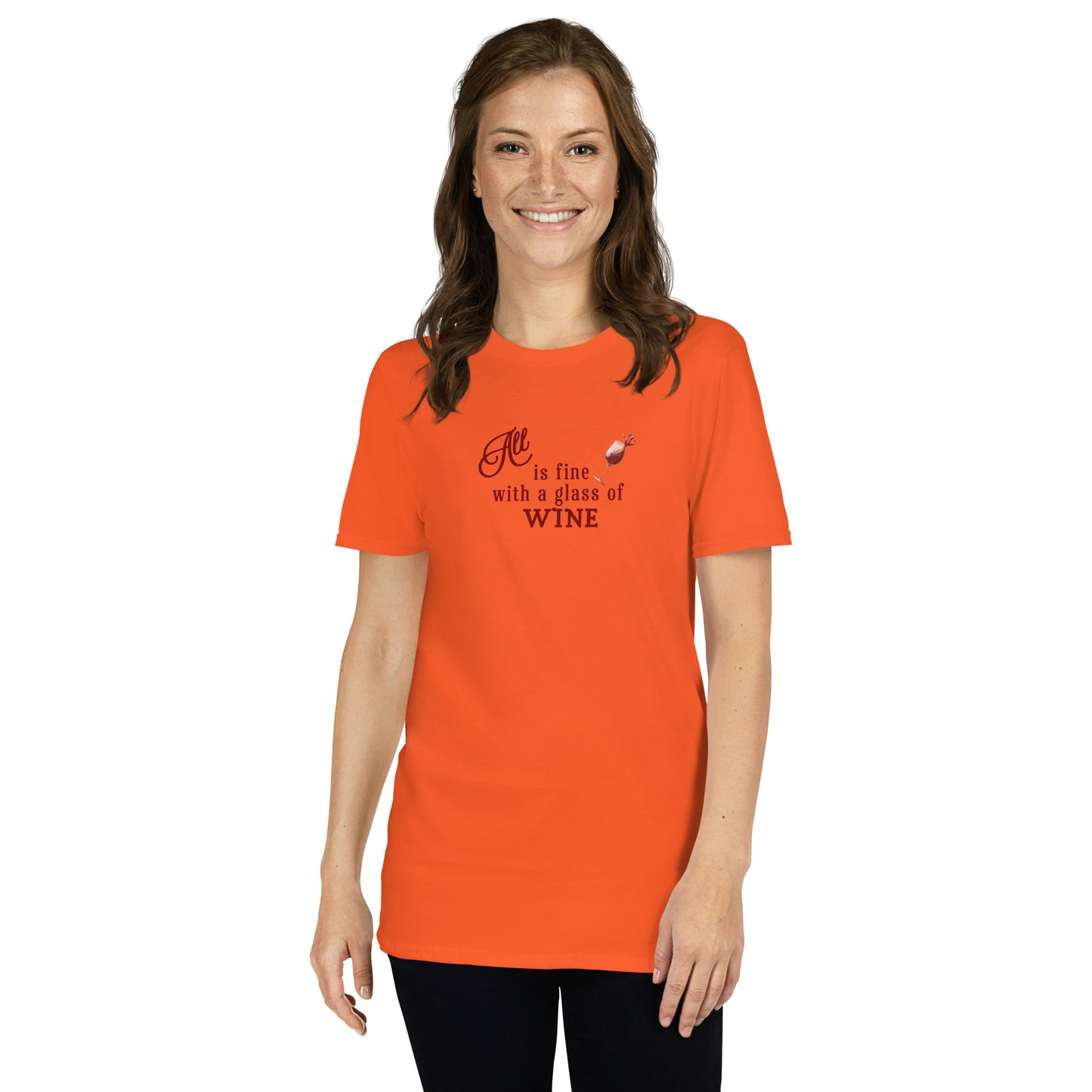 Wine Lover's Tee All is Fine with a Glass of Wine Unisex Tee by EraofInk