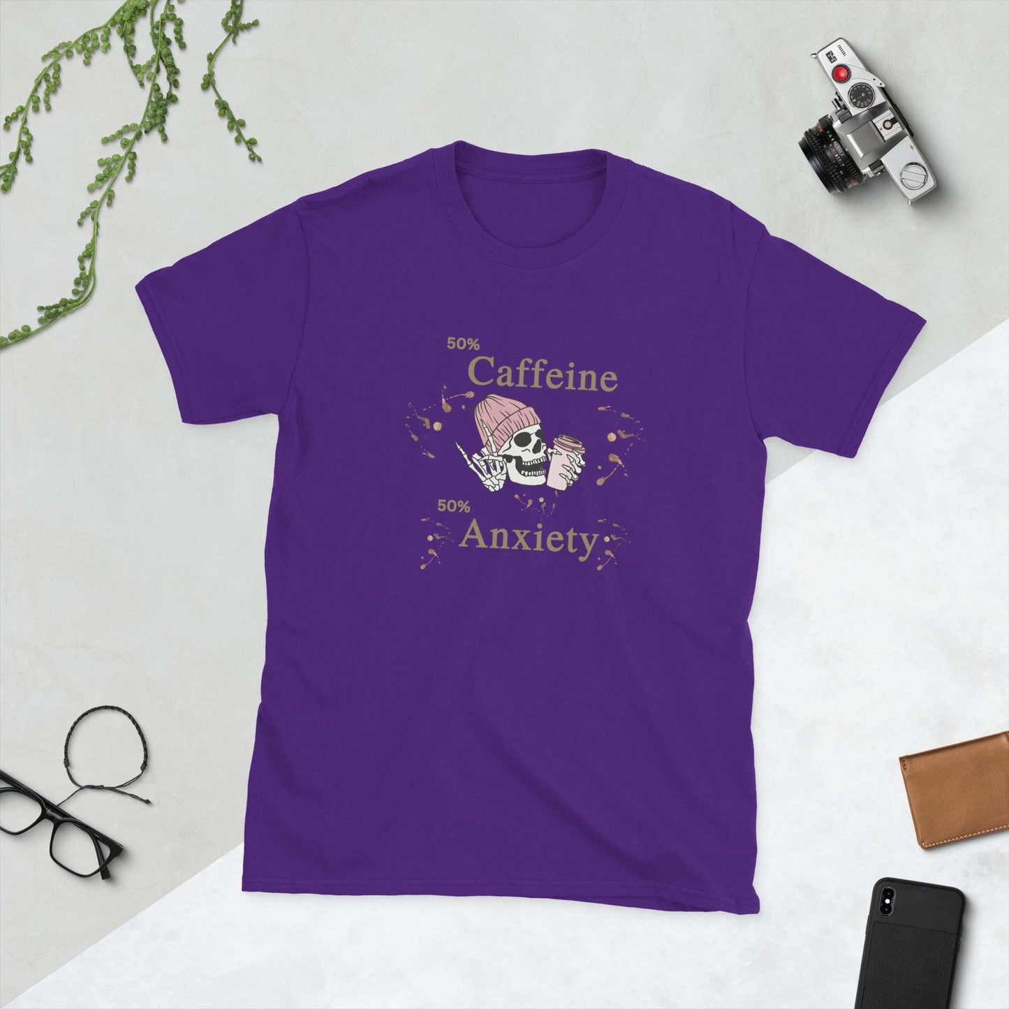 50% Caffeine 50% Anxiety Unisex Tee by EraofInk