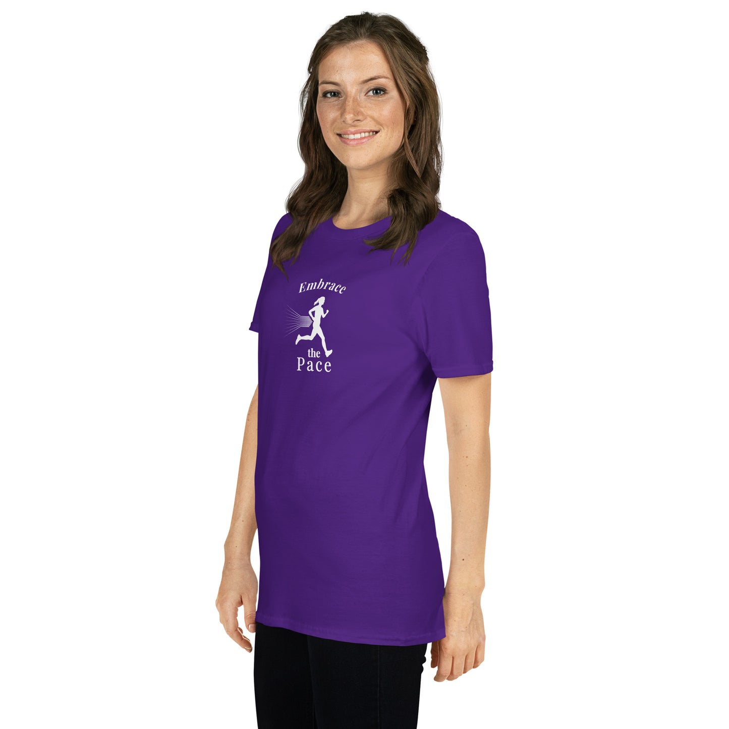 Embrace the Pace Female Runner Unisex Tee by EraofInk