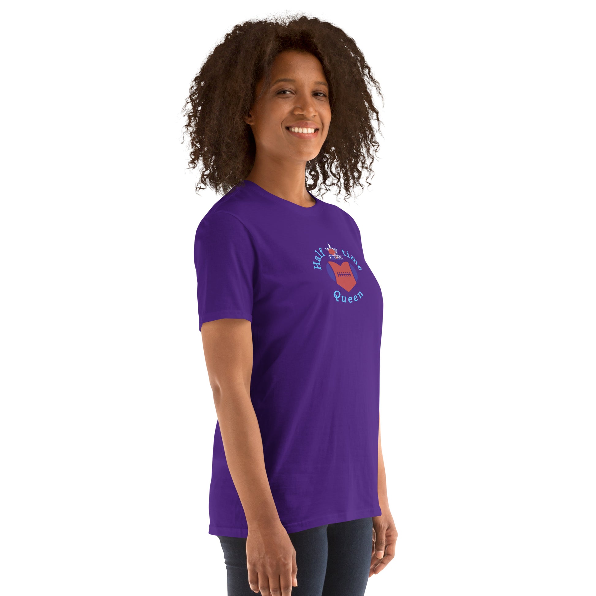 Halftime Queen Football Cheer for Red Blue & Sky Blue Unisex Tee by EraofInk