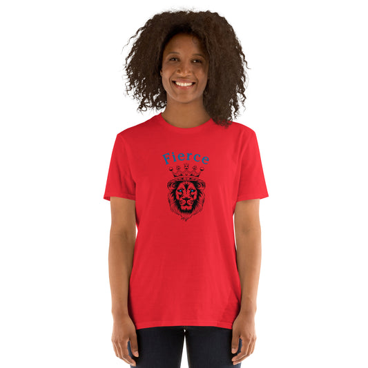Fierce Like a Lion (with blue eyes) Unisex Tee by EraofInk