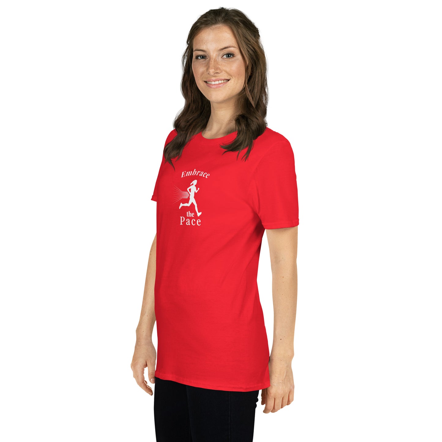 Embrace the Pace Female Runner Unisex Tee by EraofInk