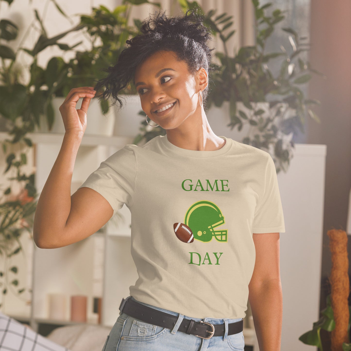 Game Day Football Unisex Tee Cheer for Green & Gold by EraofInk