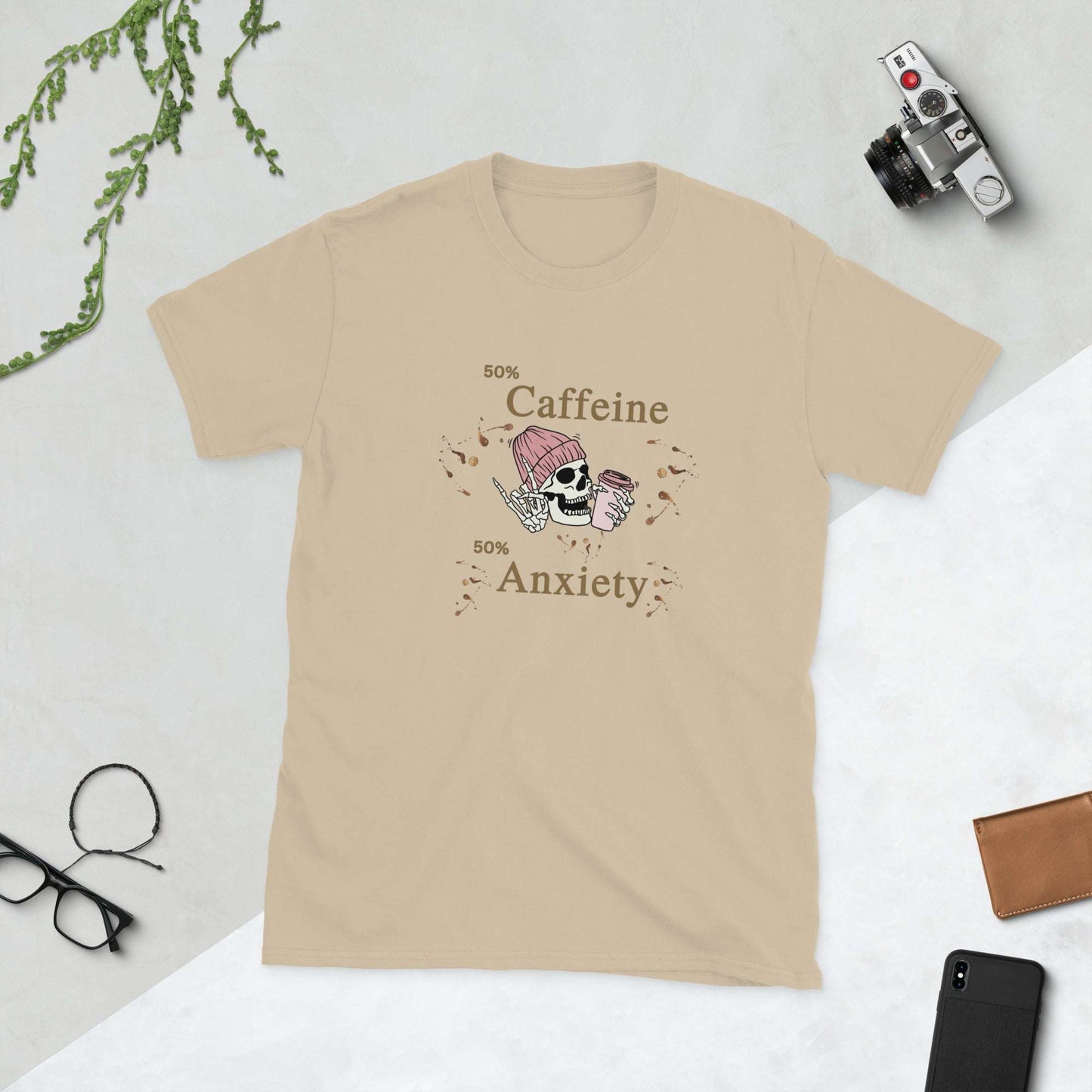 50% Caffeine 50% Anxiety Unisex Tee by EraofInk