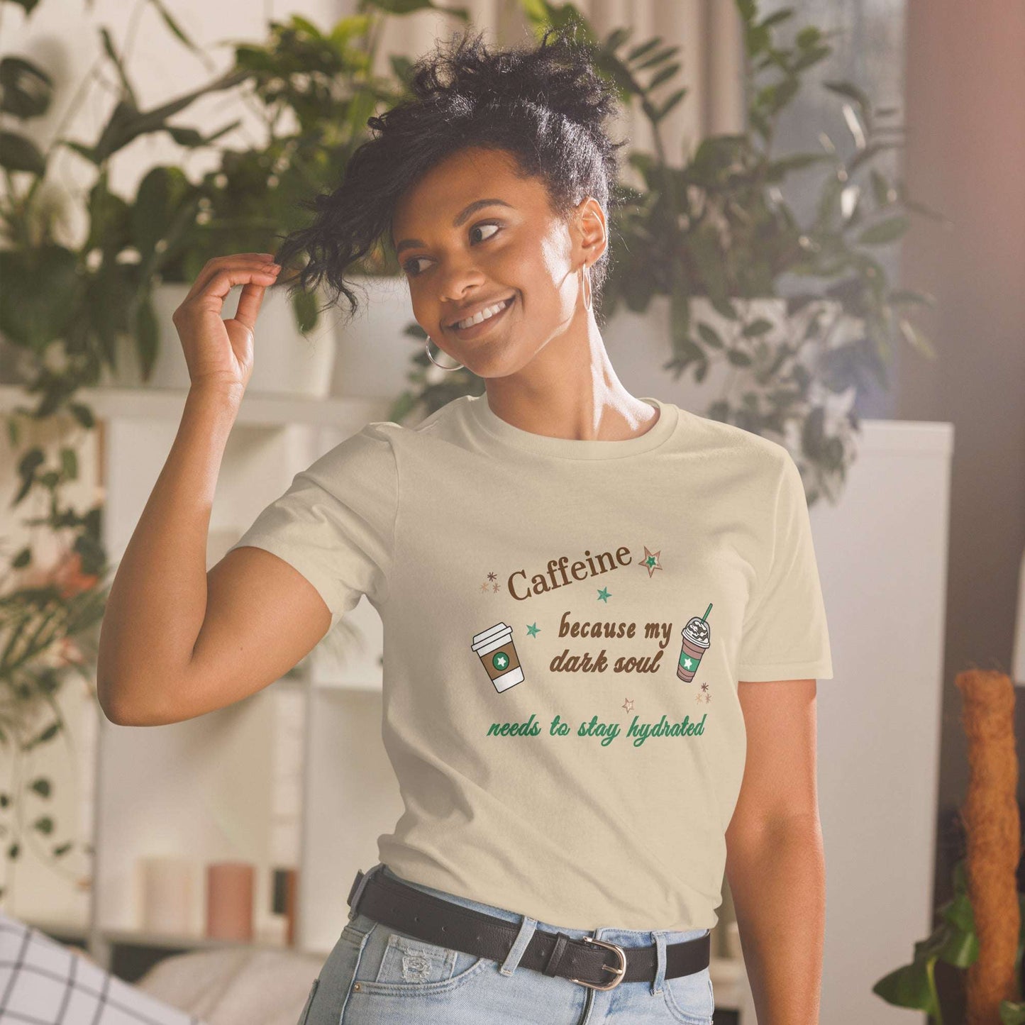 Caffeine Because My Dark Soul Needs To Stay Hydrated Unisex Tee by EraofInk