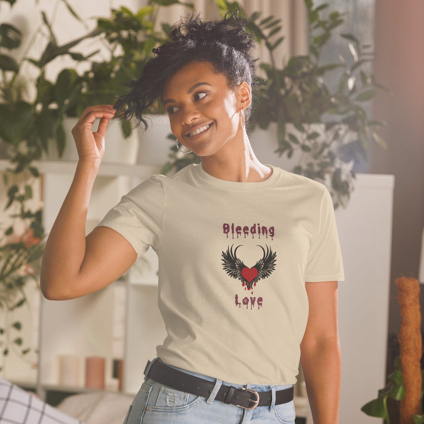 Bleeding Love Dark Angel Wings Heart Bleeding Unisex Tee by EraofInk