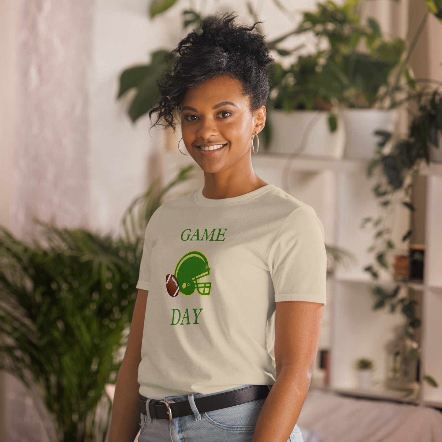 Game Day Football Unisex Tee Cheer for Green & Gold by EraofInk