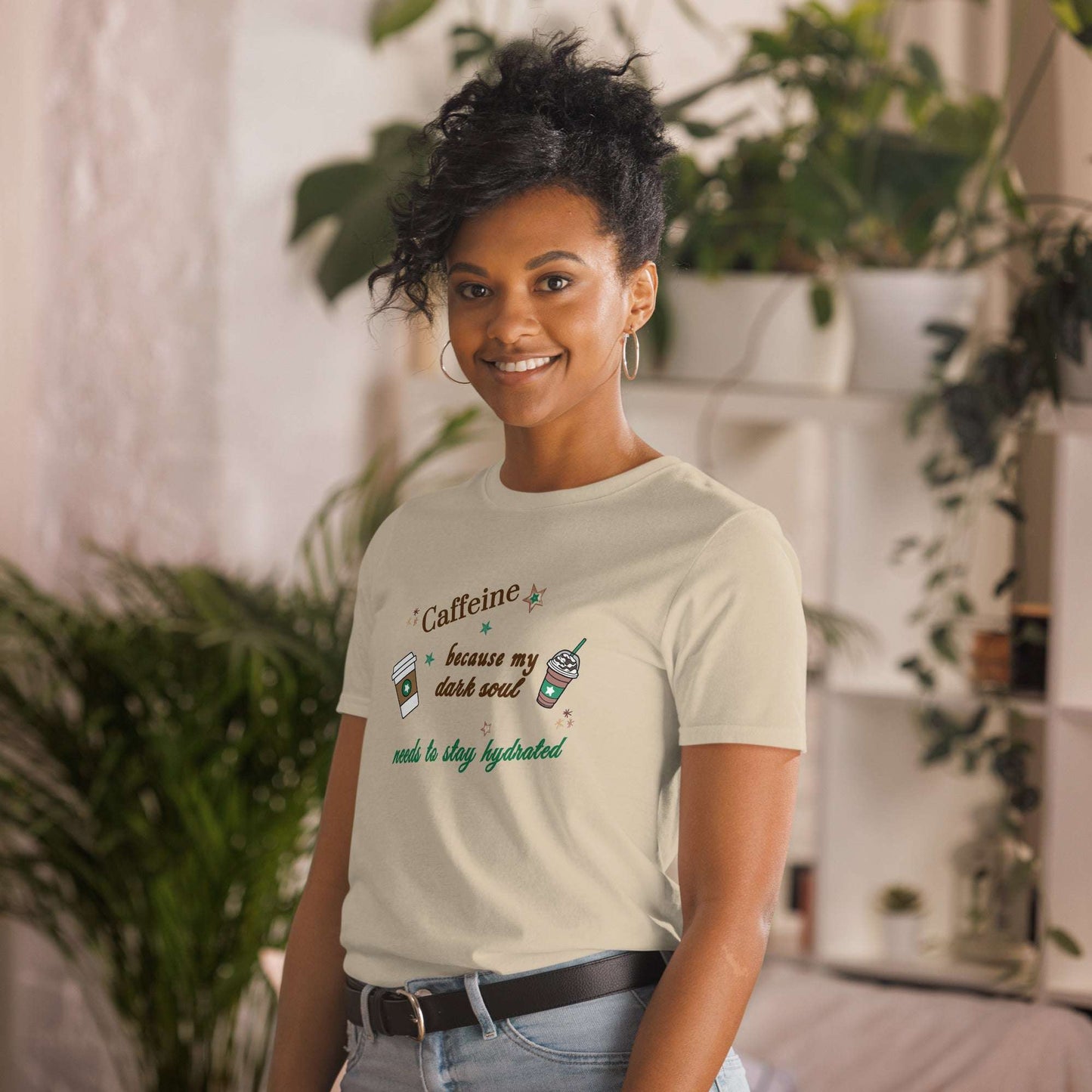 Caffeine Because My Dark Soul Needs To Stay Hydrated Unisex Tee by EraofInk