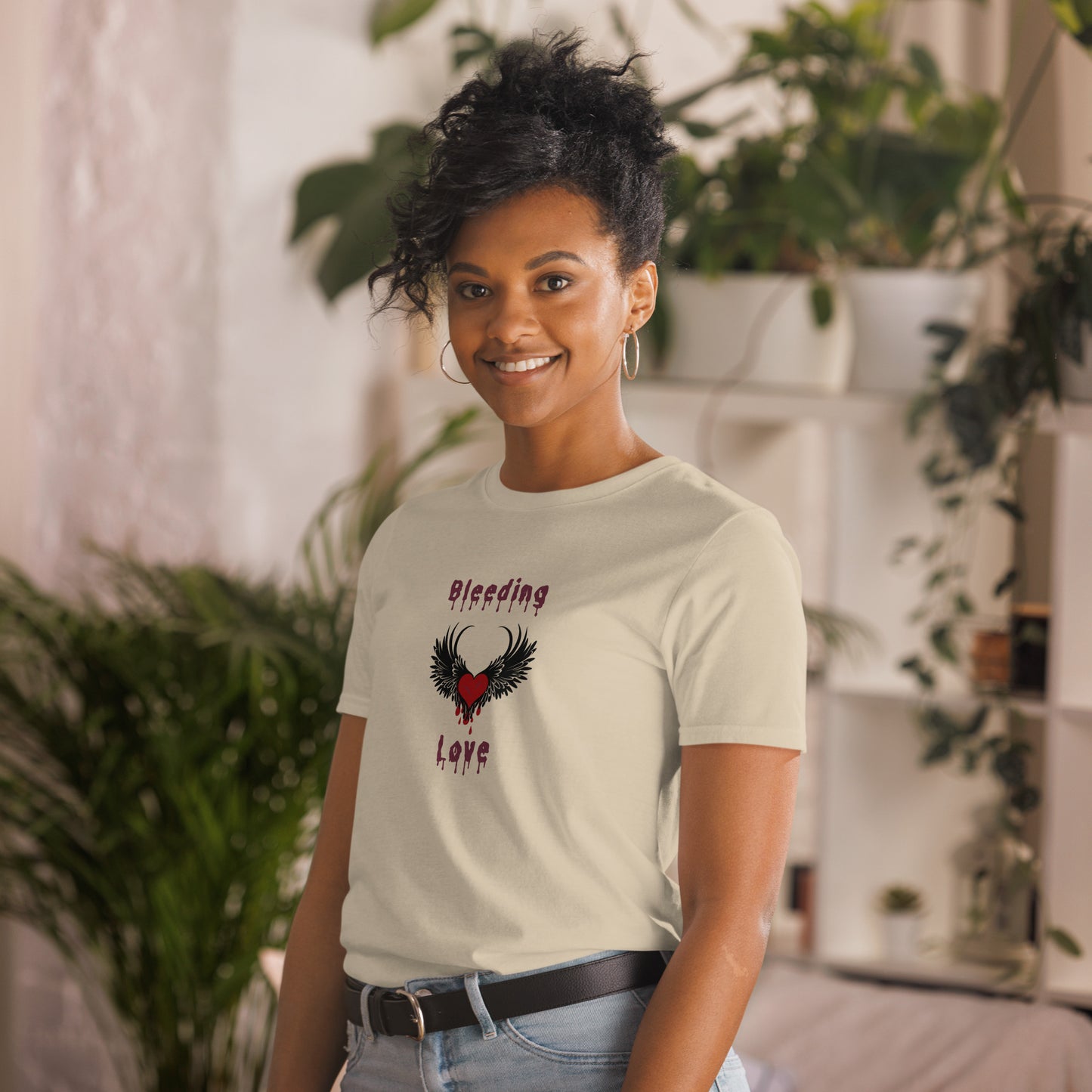 Bleeding Love Dark Angel Wings Heart Bleeding Unisex Tee by EraofInk
