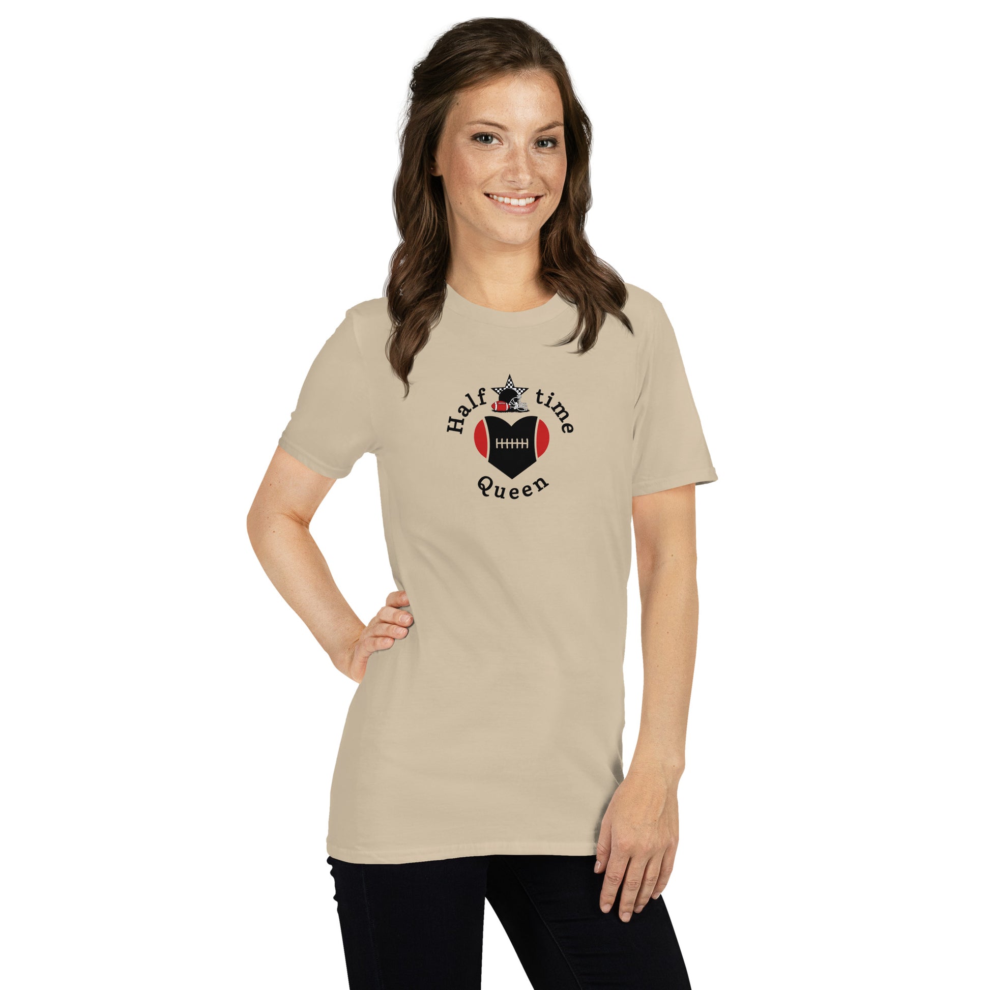 Halftime Queen Football Cheer for Red & Black Unisex Tee by EraofInk
