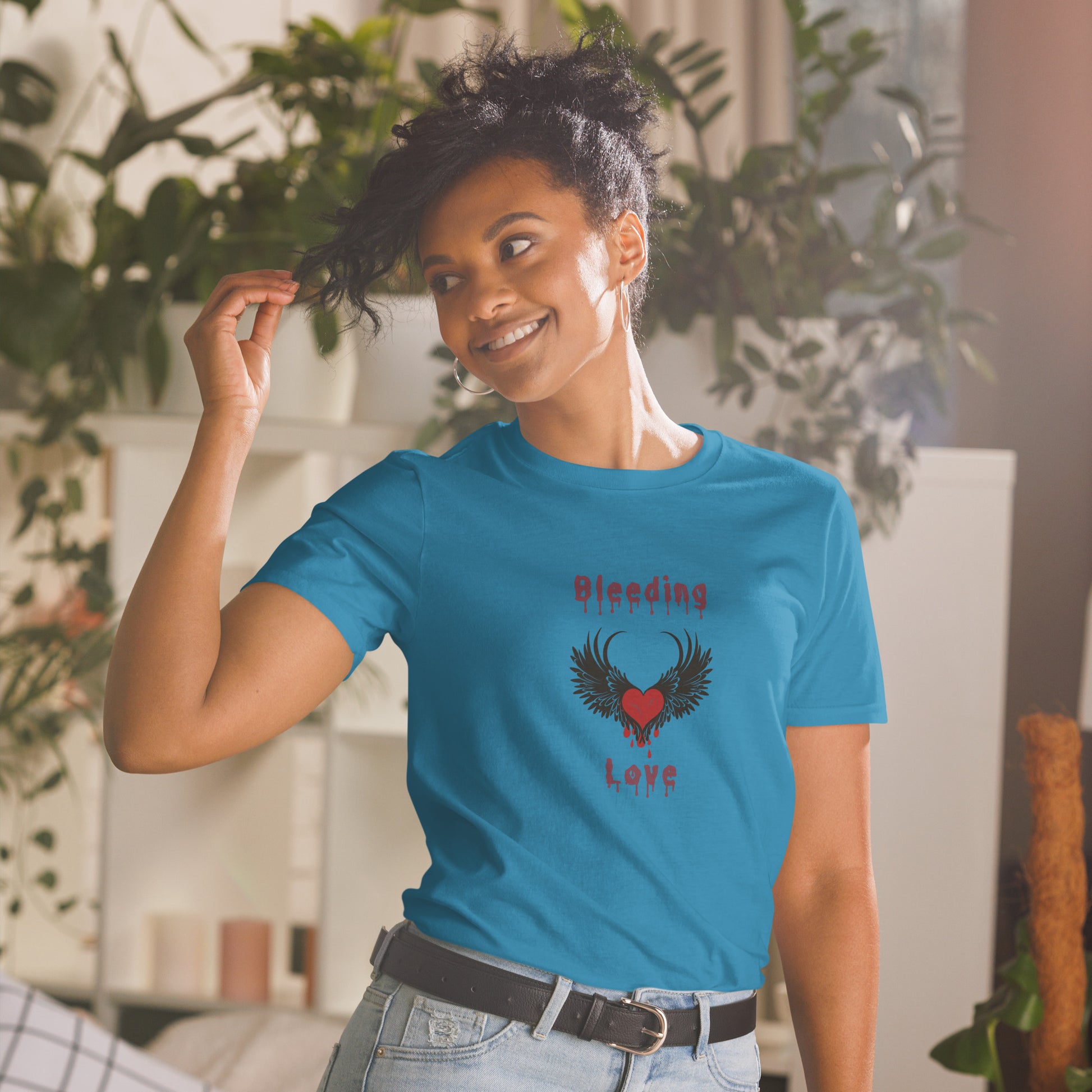 Bleeding Love Dark Angel Wings Heart Bleeding Unisex Tee by EraofInk
