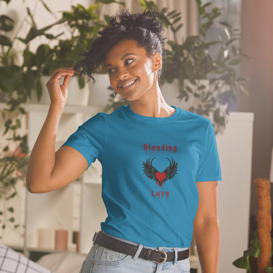 Bleeding Love Dark Angel Wings Heart Bleeding Unisex Tee by EraofInk