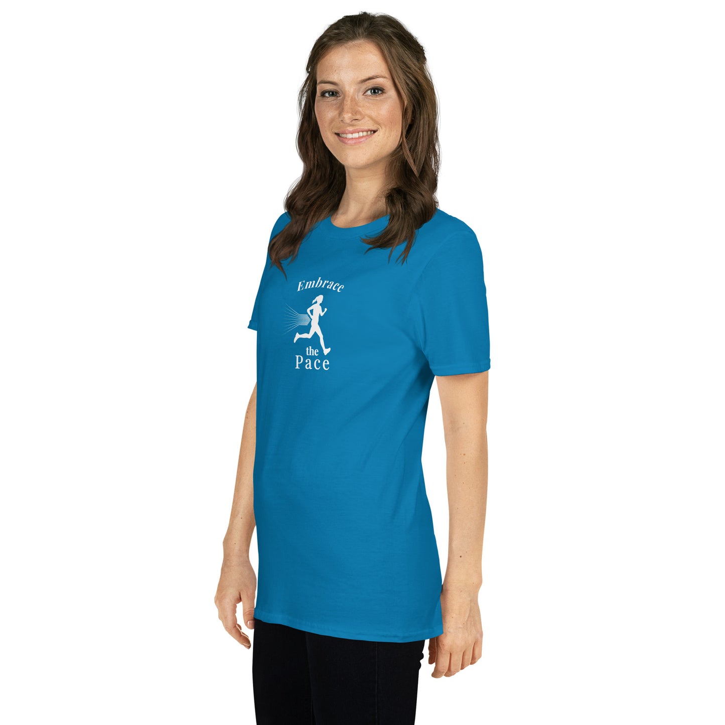 Embrace the Pace Female Runner Unisex Tee by EraofInk