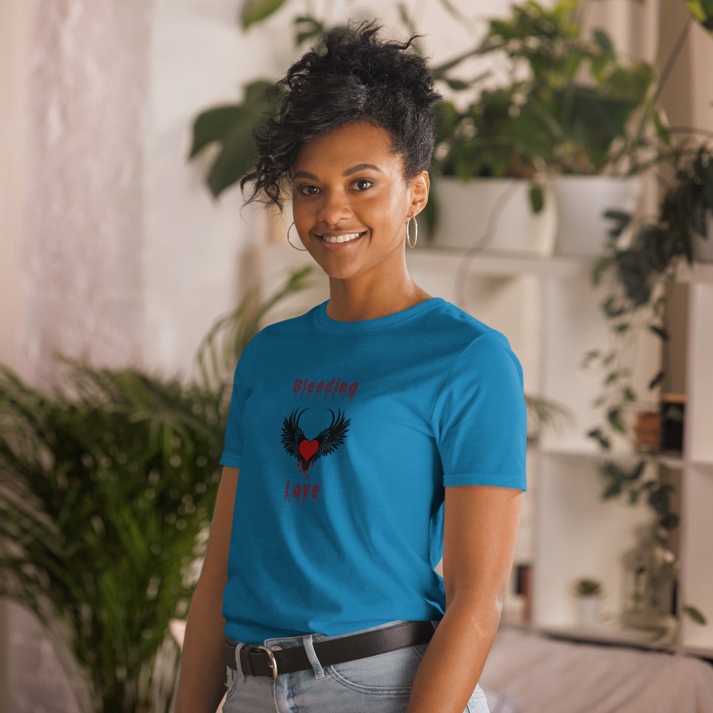 Bleeding Love Dark Angel Wings Heart Bleeding Unisex Tee by EraofInk