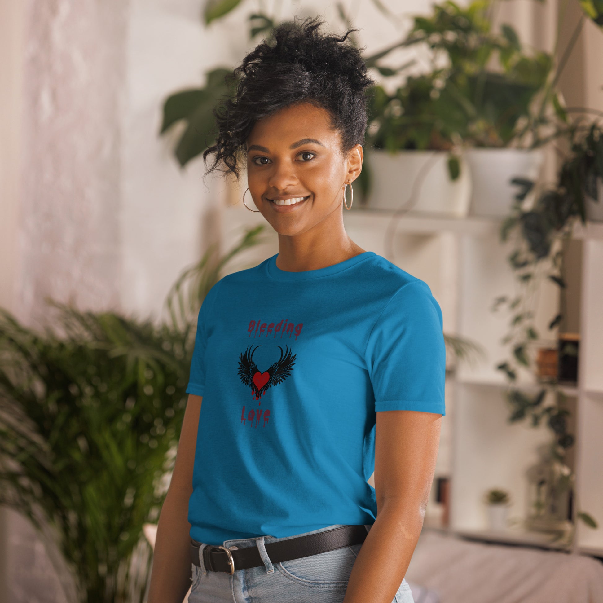 Bleeding Love Dark Angel Wings Heart Bleeding Unisex Tee by EraofInk