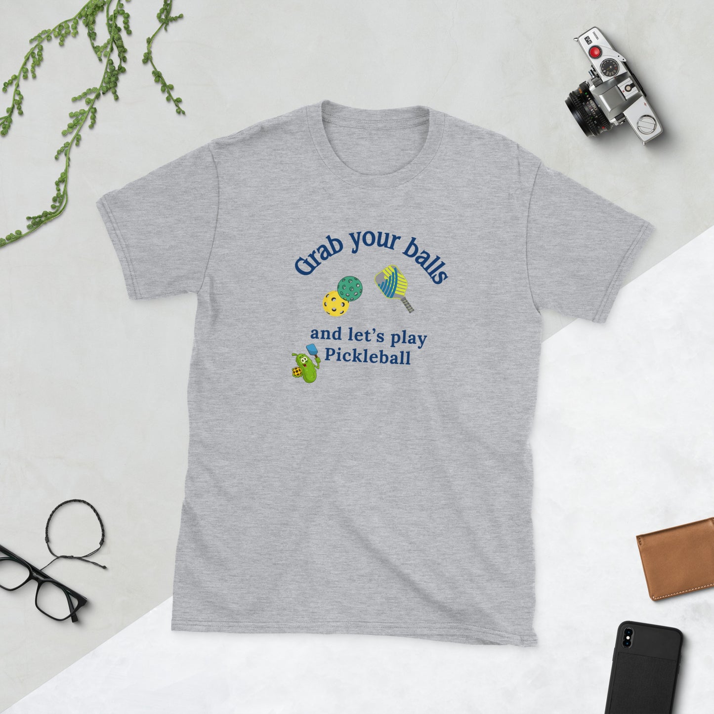 Grab Your Balls and Let's Play Pickleball Unisex Tee by EraofInk