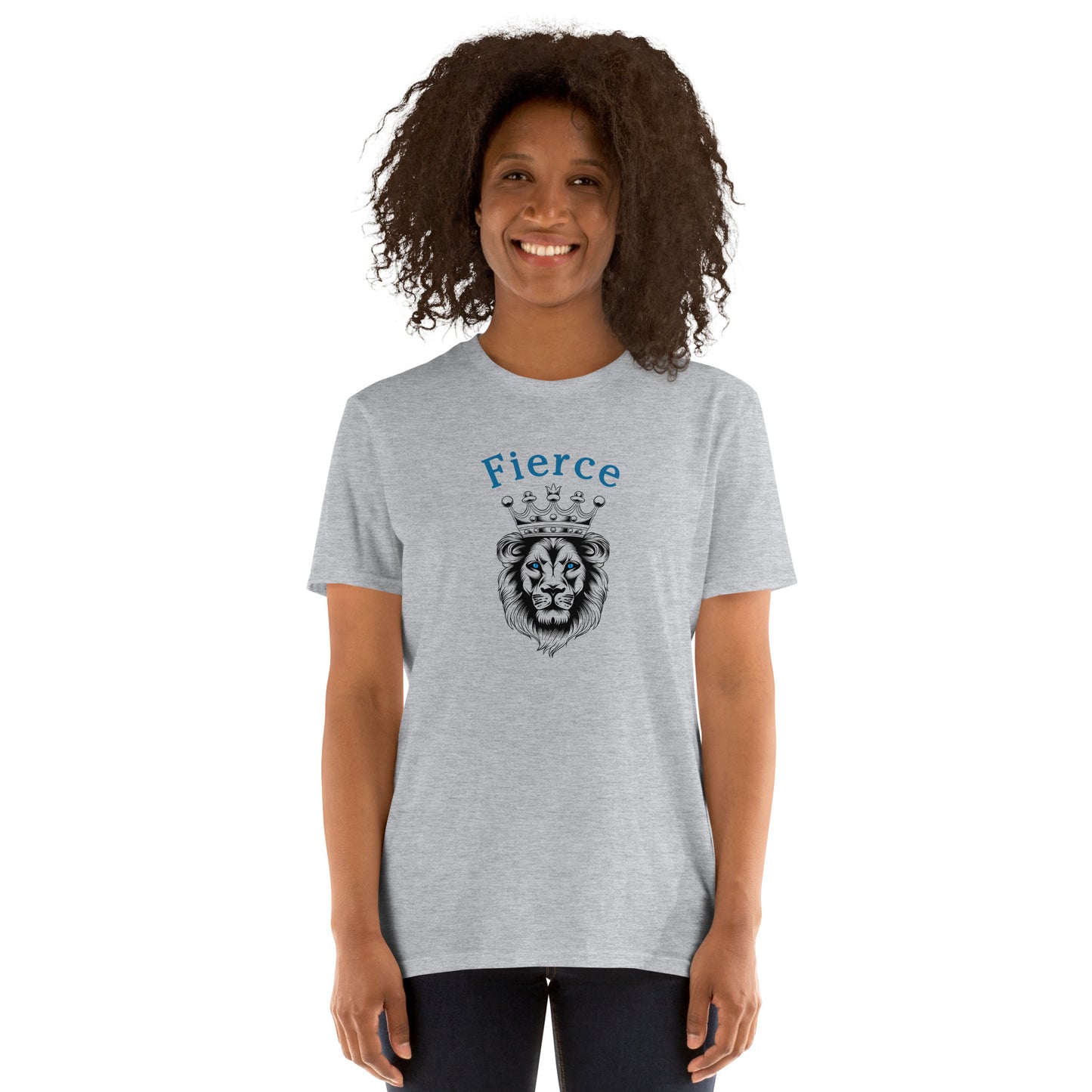 Fierce Like a Lion (with blue eyes) Unisex Tee by EraofInk