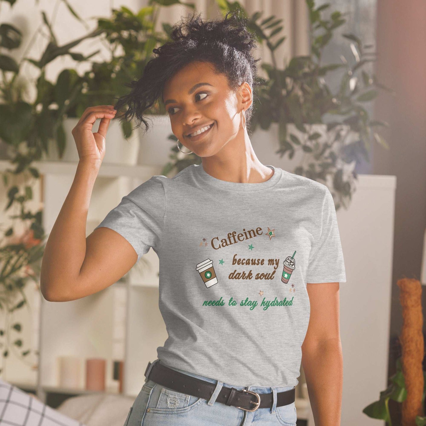 Caffeine Because My Dark Soul Needs To Stay Hydrated Unisex Tee by EraofInk