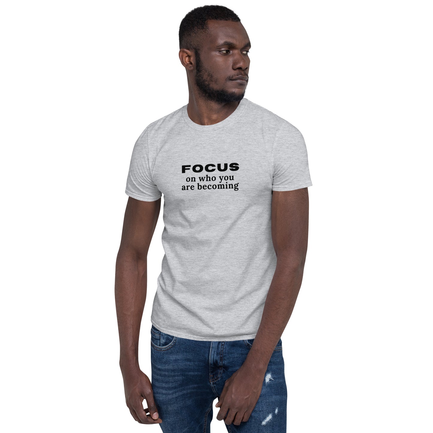 Words of Encouragment Focus on Who You Are Becoming Unisex Tee by Eraofink