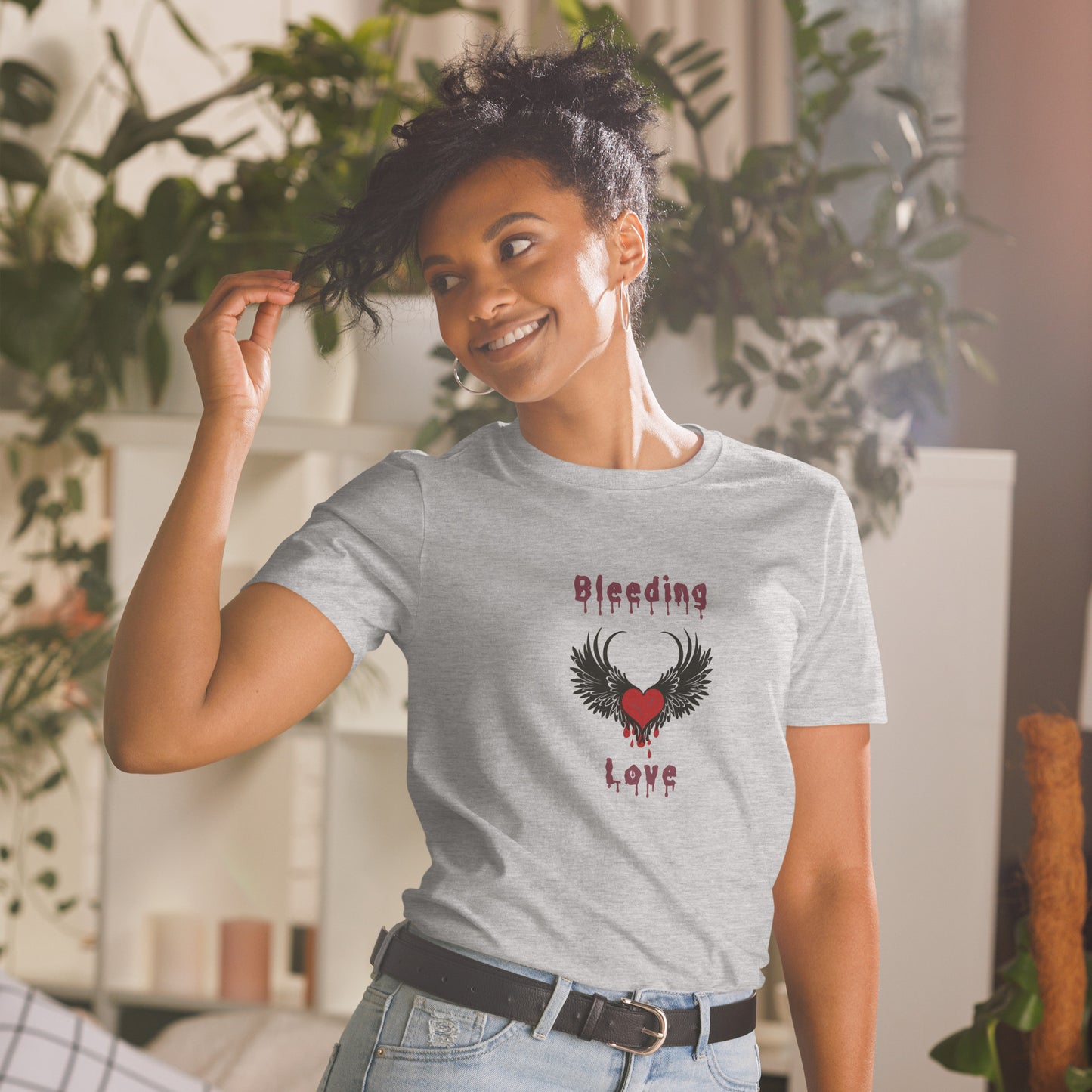 Bleeding Love Dark Angel Wings Heart Bleeding Unisex Tee by EraofInk