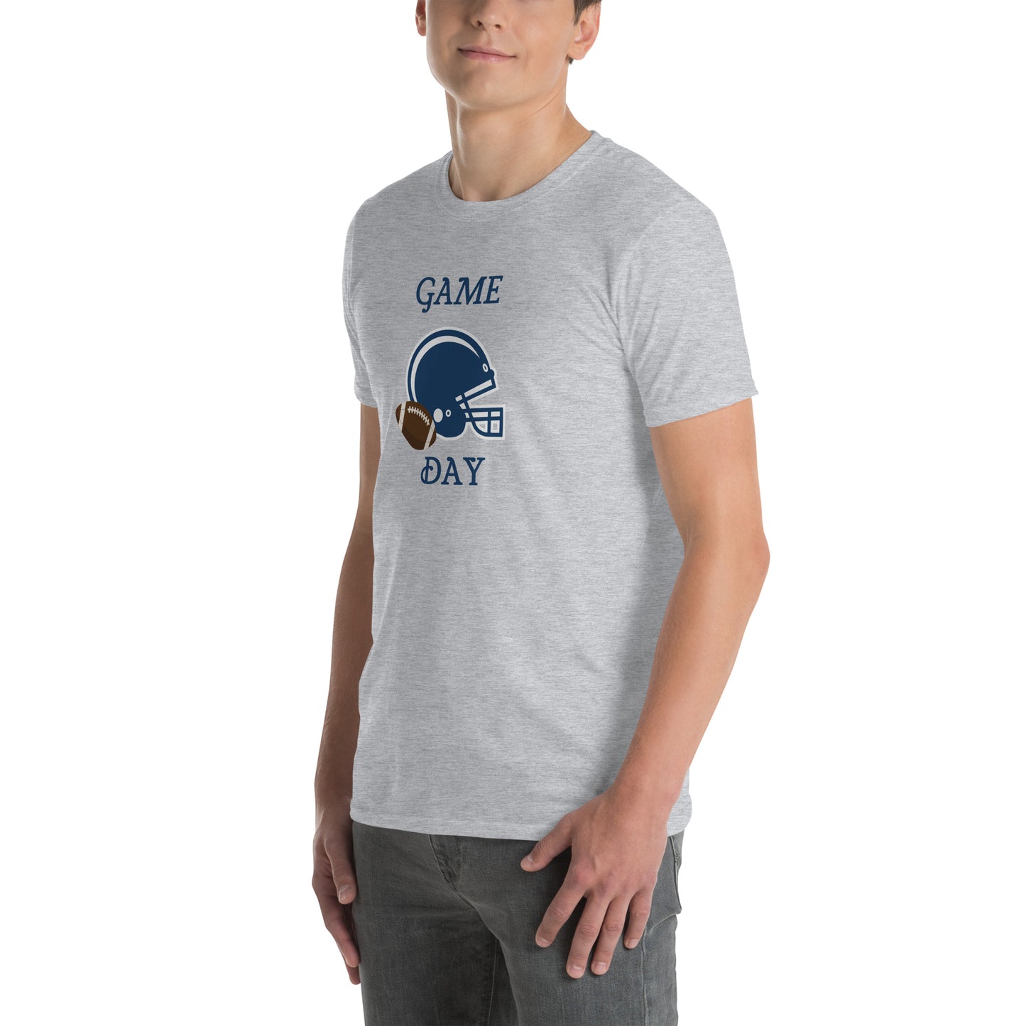 Game Day Football Blue and White Unisex T-Shirt by EraofInk