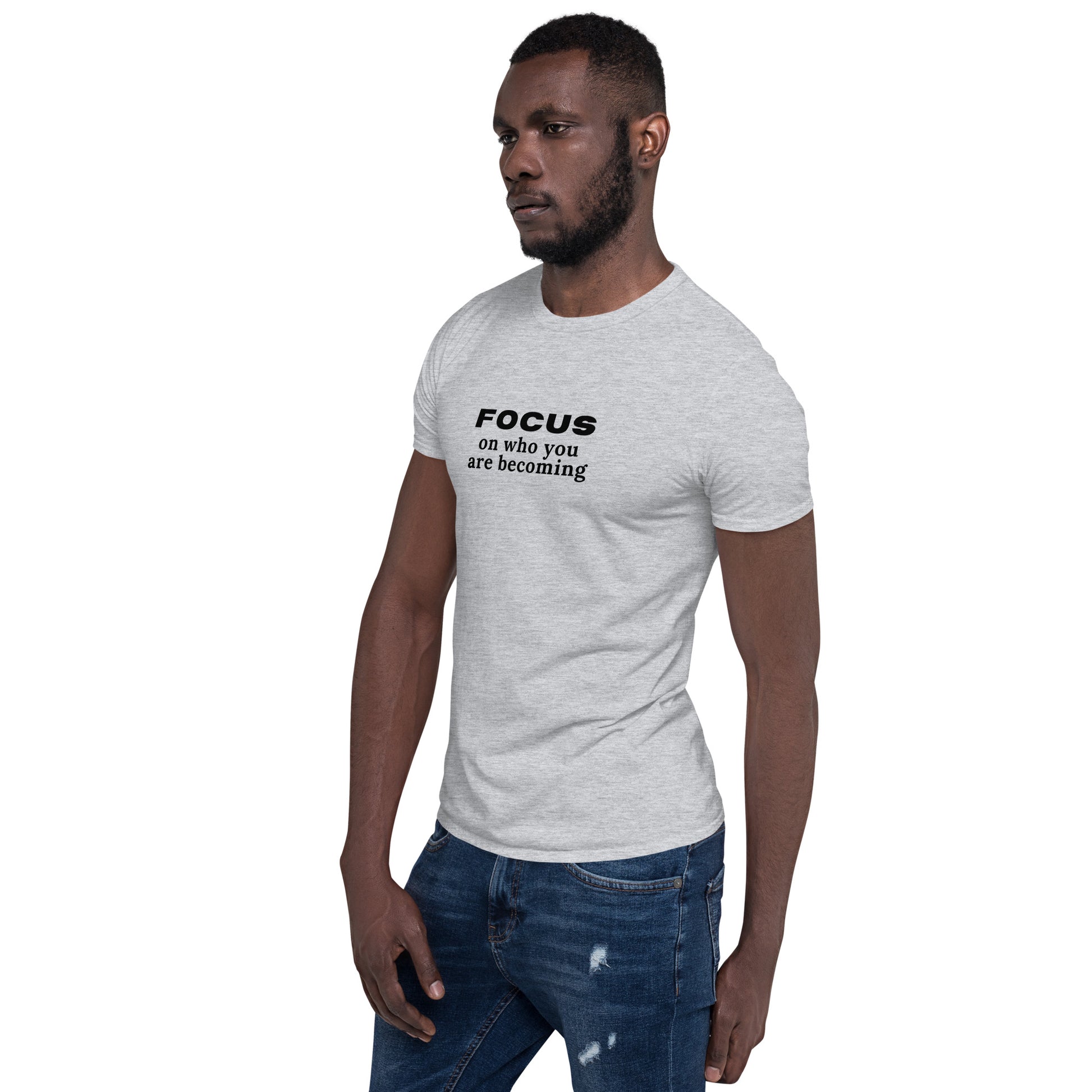 Words of Encouragment Focus on Who You Are Becoming Unisex Tee by Eraofink