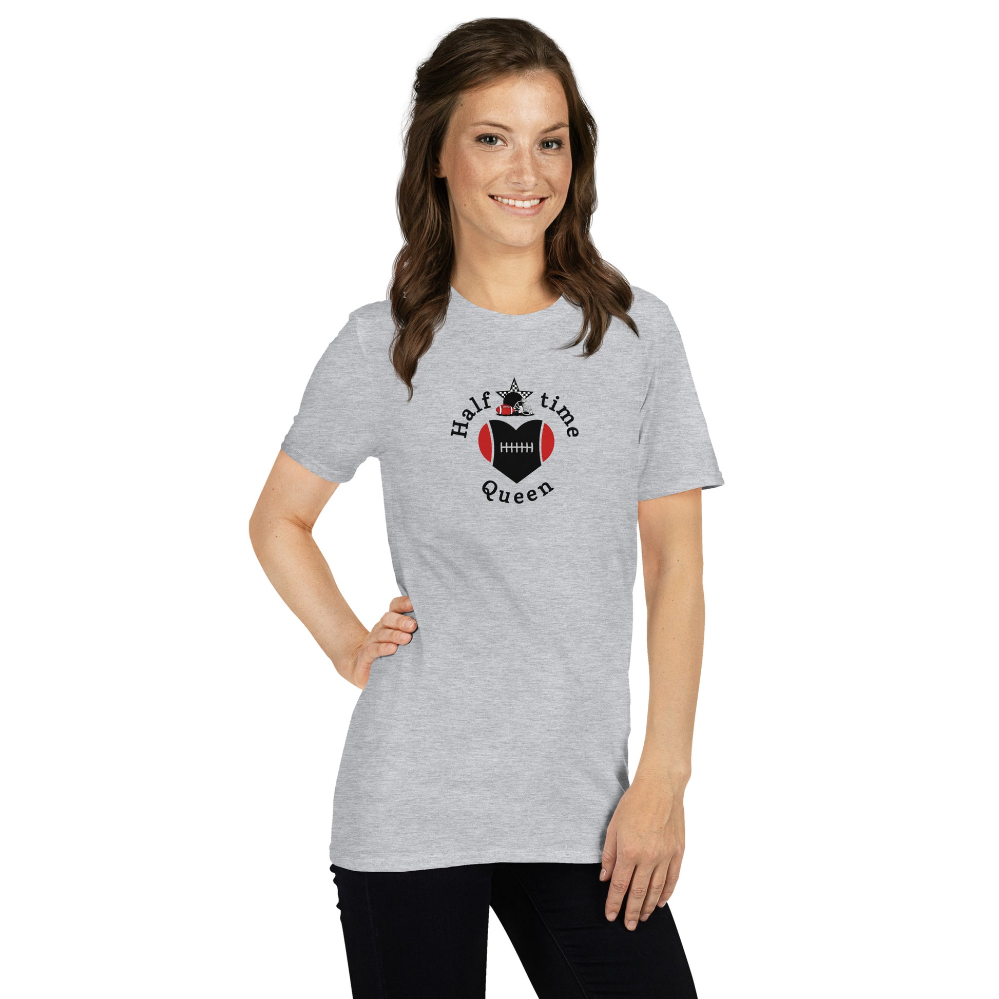 Halftime Queen Football Cheer for Red & Black Unisex Tee by EraofInk