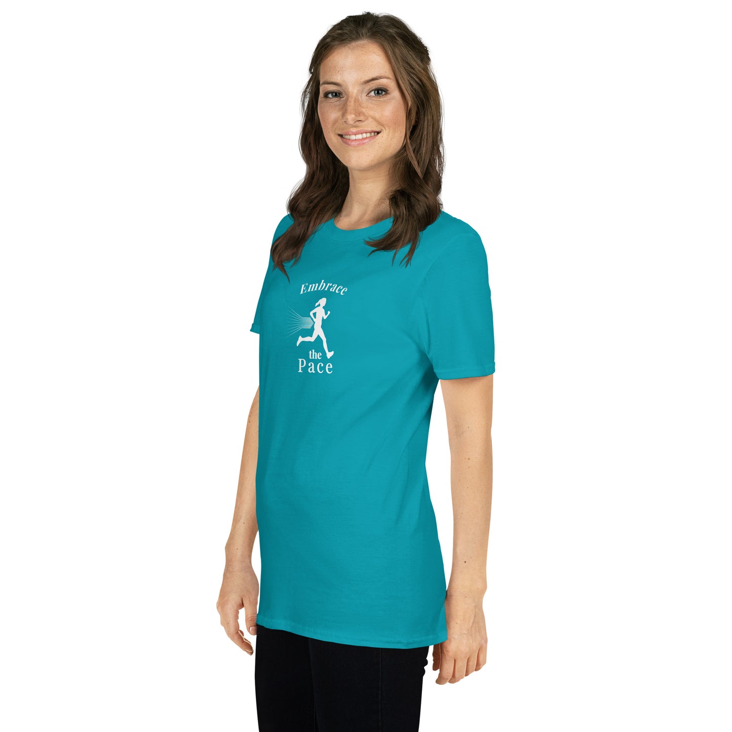 Embrace the Pace Female Runner Unisex Tee by EraofInk