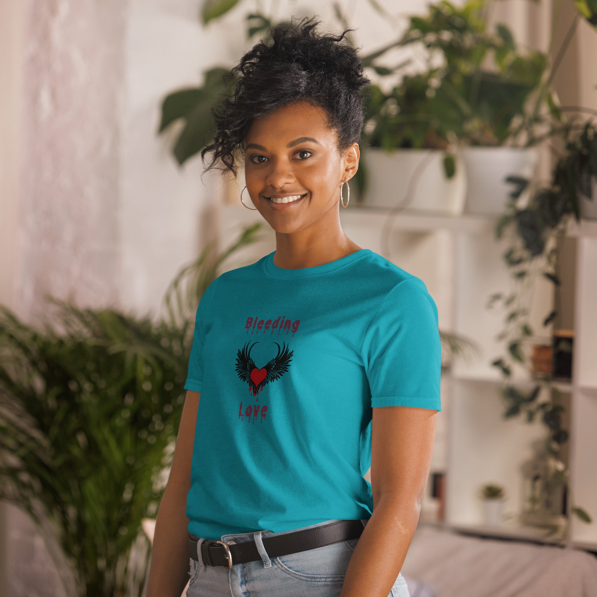 Bleeding Love Dark Angel Wings Heart Bleeding Unisex Tee by EraofInk