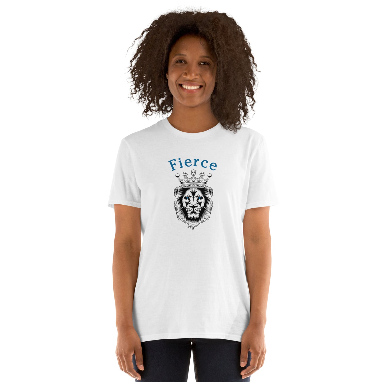 Fierce Like a Lion (with blue eyes) Unisex Tee by EraofInk