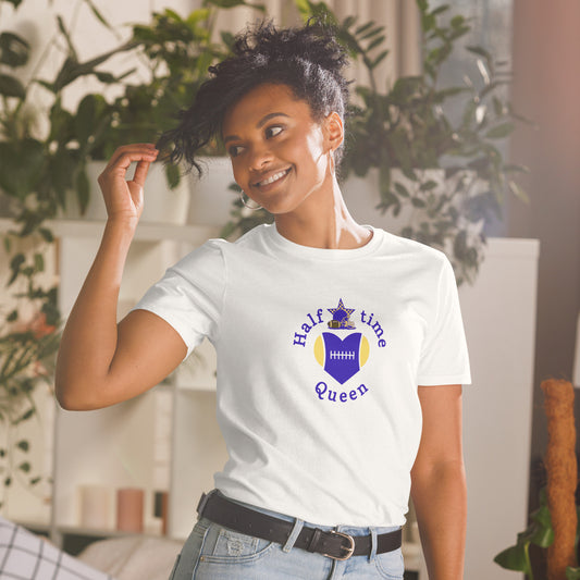 Halftime Queen Football Cheer for Blue & Gold Unisex Tee by EraofInk