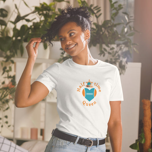 Halftime Queen Football Cheer for Orange & Teal Unisex Tee by EraofInk