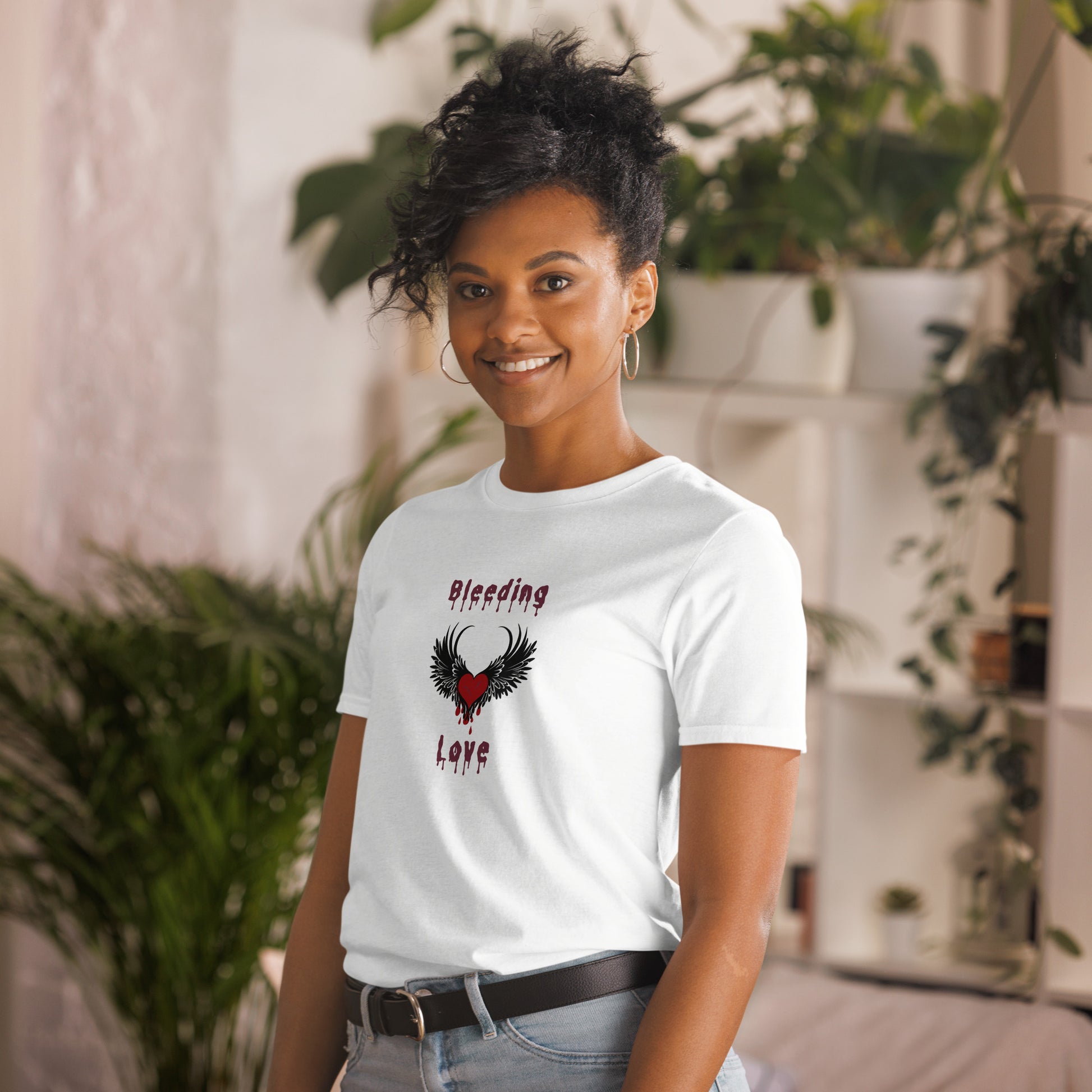 Bleeding Love Dark Angel Wings Heart Bleeding Unisex Tee by EraofInk