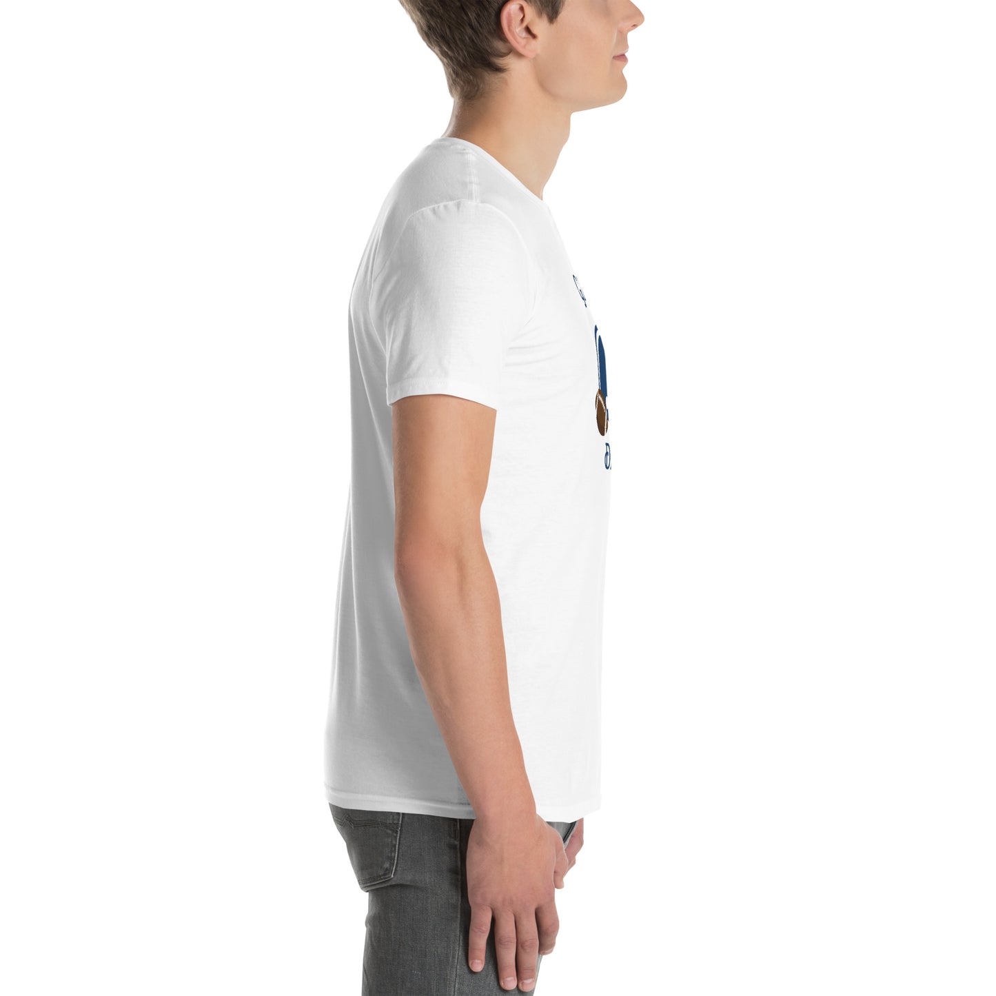 Game Day Football Blue and White Unisex T-Shirt by EraofInk