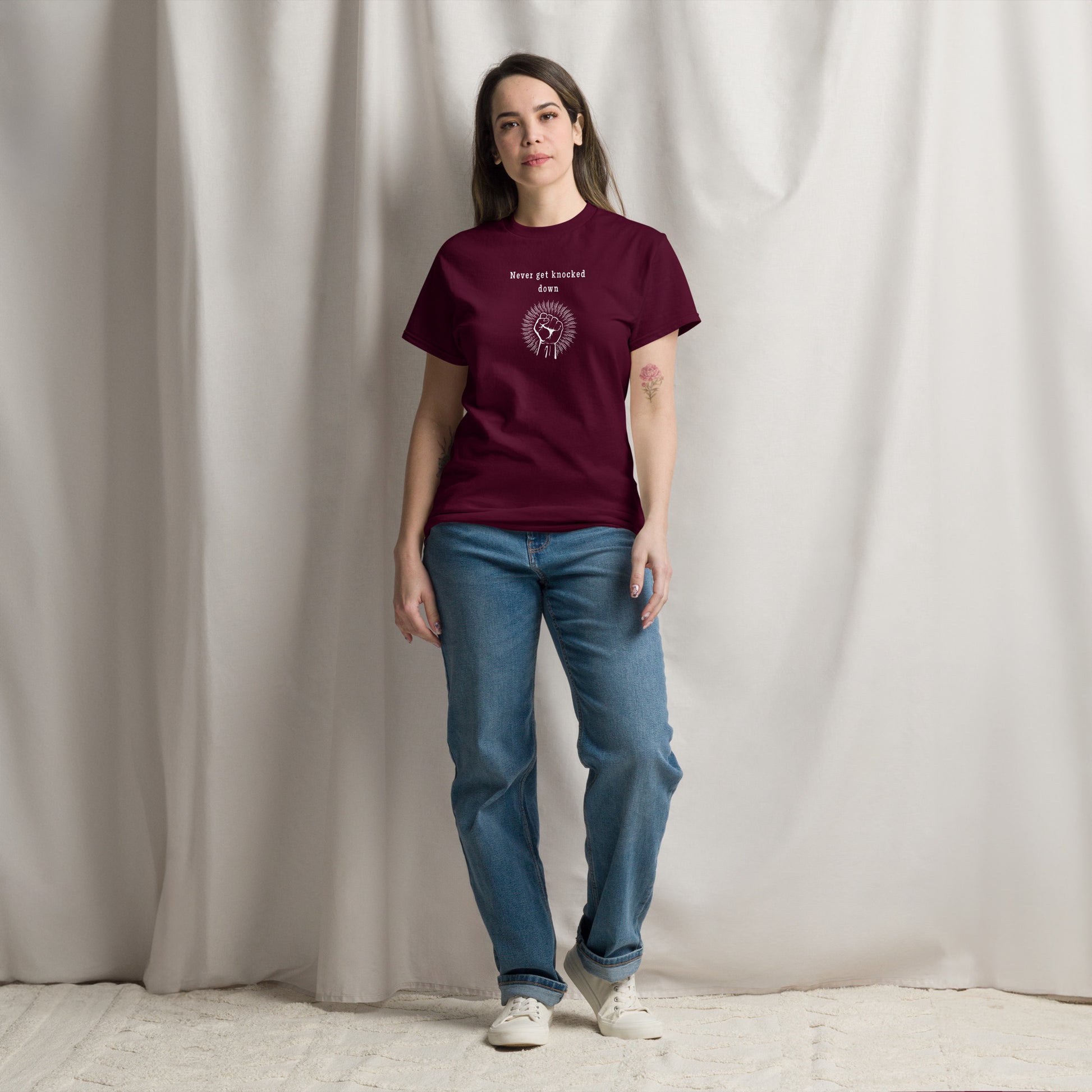 Motivational Tee Never Get Knocked Down Unisex Tee by EraofInk