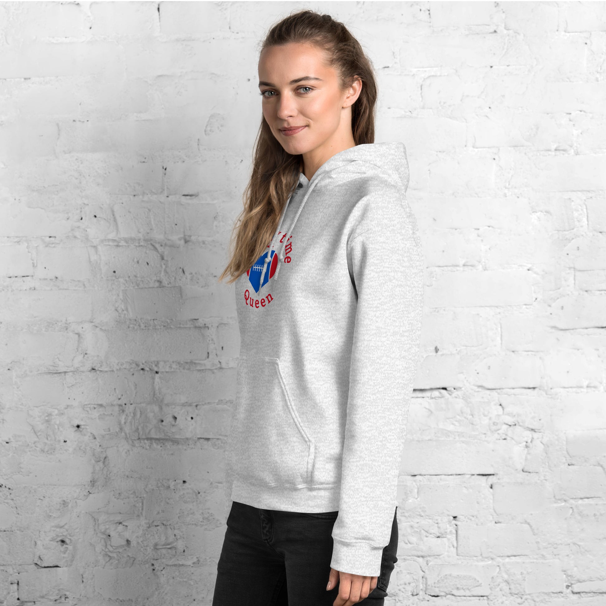 Halftime Queen Football Cheer for Red & Blue Unisex Hoodie by EraofInk