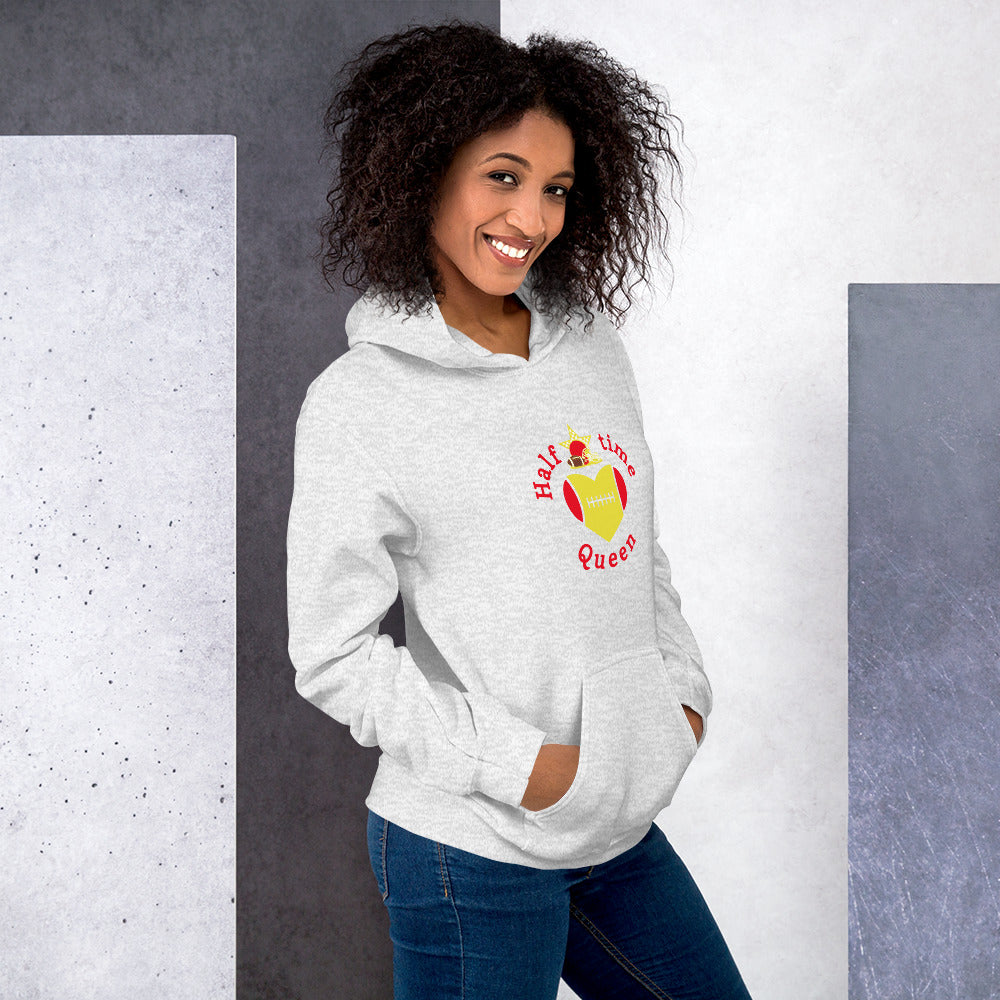 Halftime Queen Football Cheer for Red & Gold Unisex Hoodie by EraofInk
