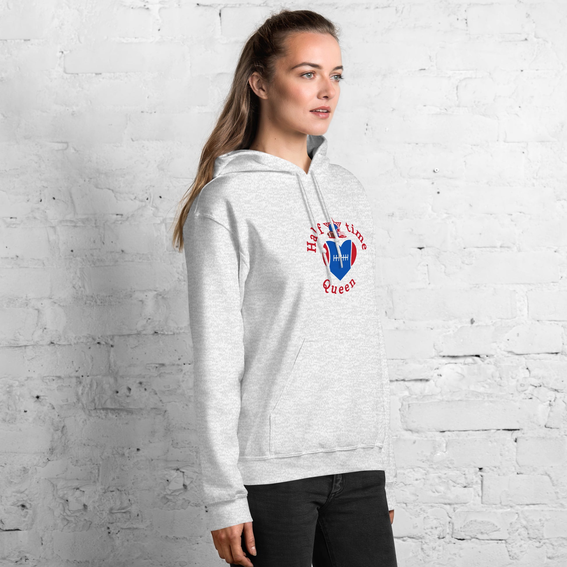 Halftime Queen Football Cheer for Red & Blue Unisex Hoodie by EraofInk