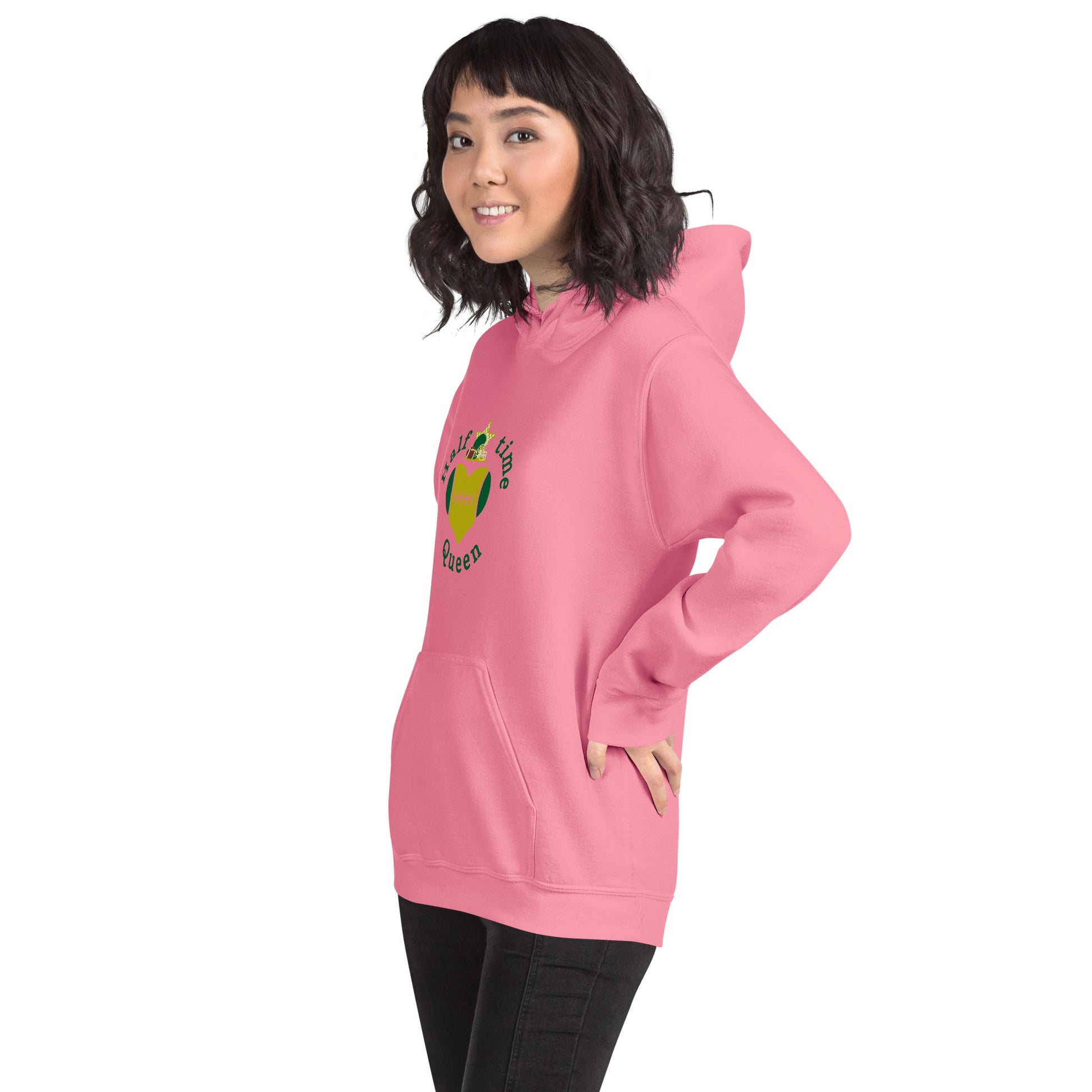 Halftime Queen Football CHeer for Green & Gold Unisex Hoodie by EraofInk