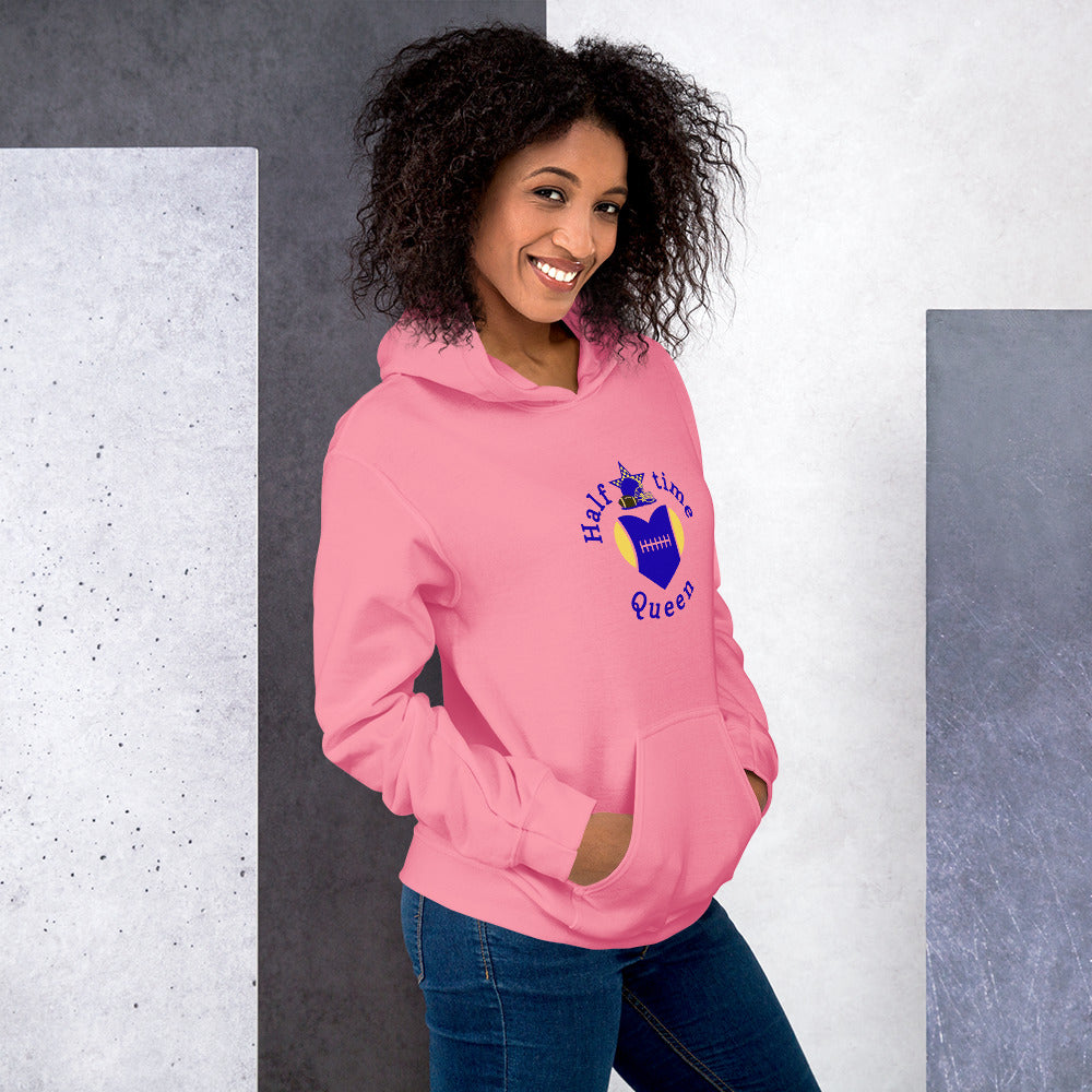 Halftime Queen Football Cheer for Blue & Yellow Unisex Hoodie by EraofInk