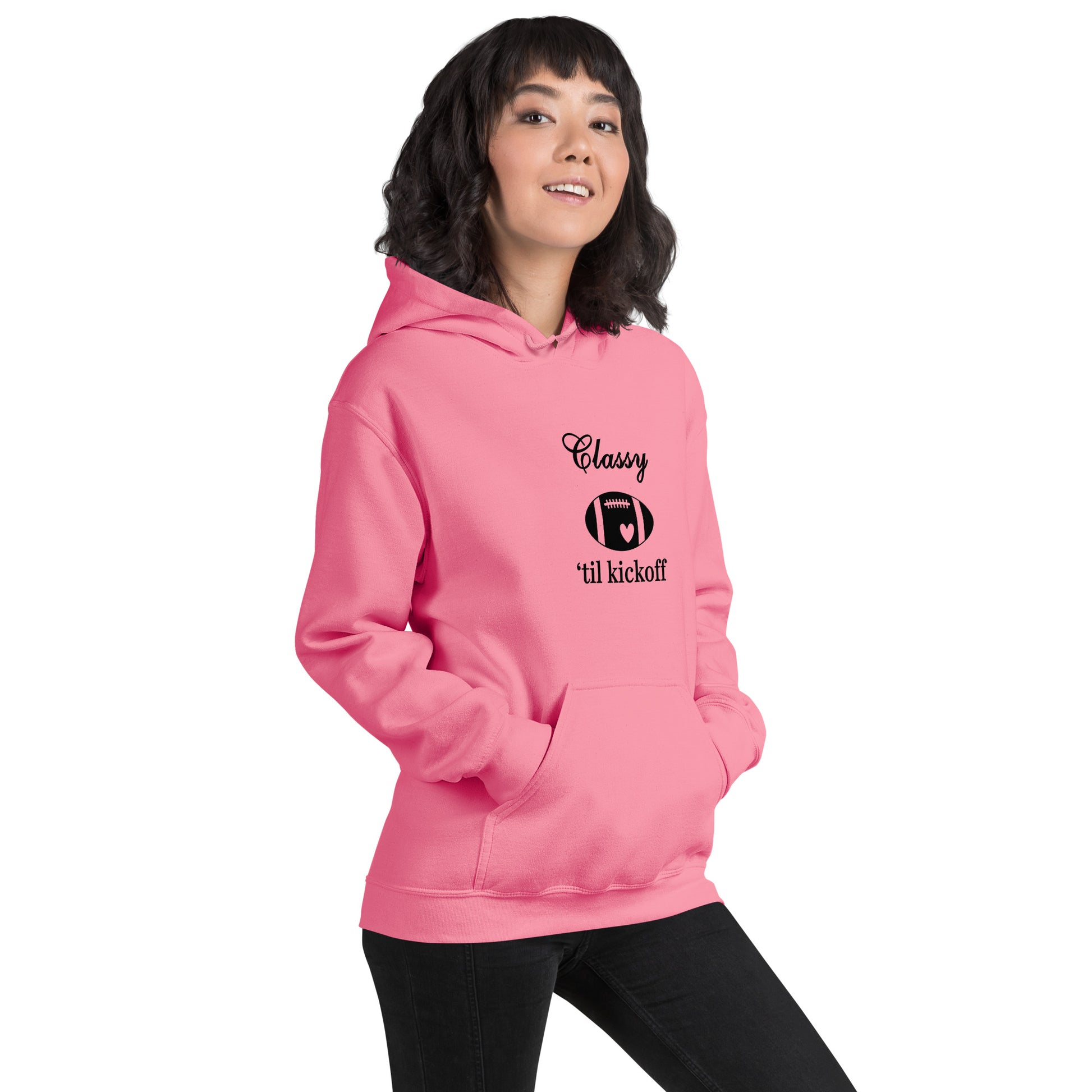Classy 'til Kickoff Football Black Font Unisex Hoodie by EraofInk