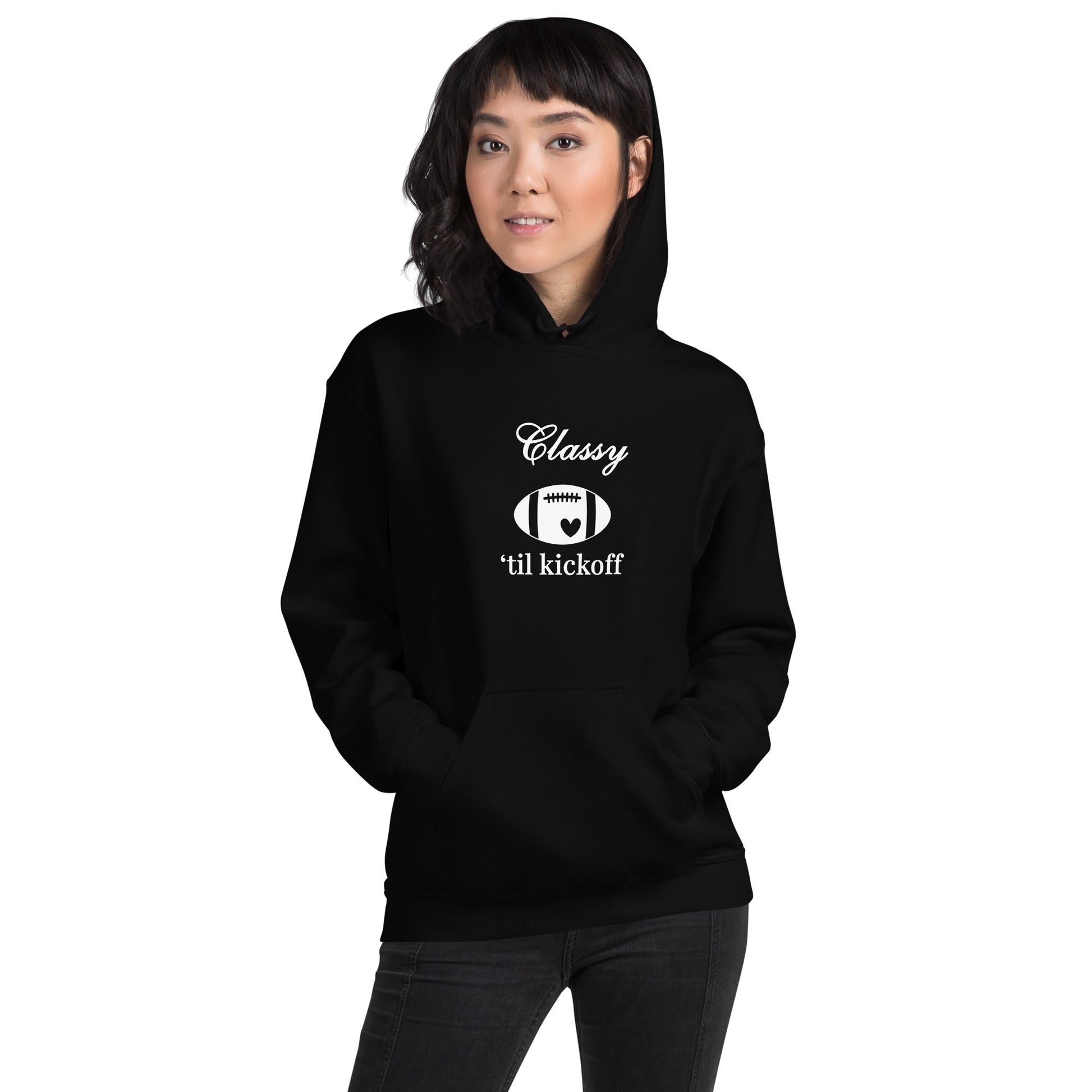 Classy 'til Kickoff Football Themed Unisex Hoodie by EraofInk